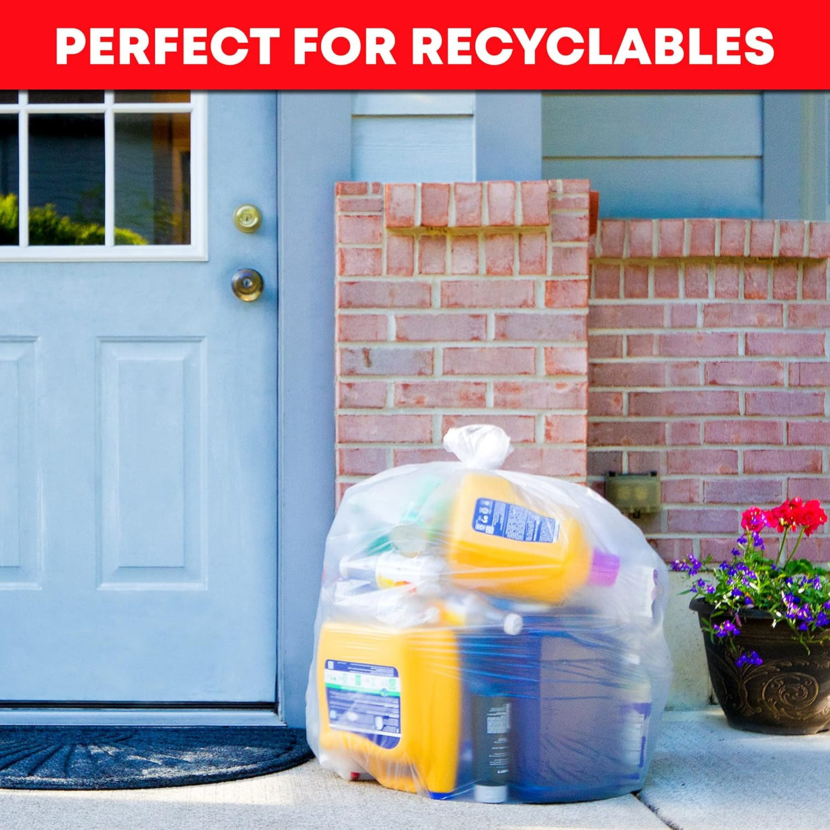 Tasker 30-33 Gallon Clear Trash Bags Heavy Duty (Mega ValuePack 250 Bags) Large Plastic Bags, Great