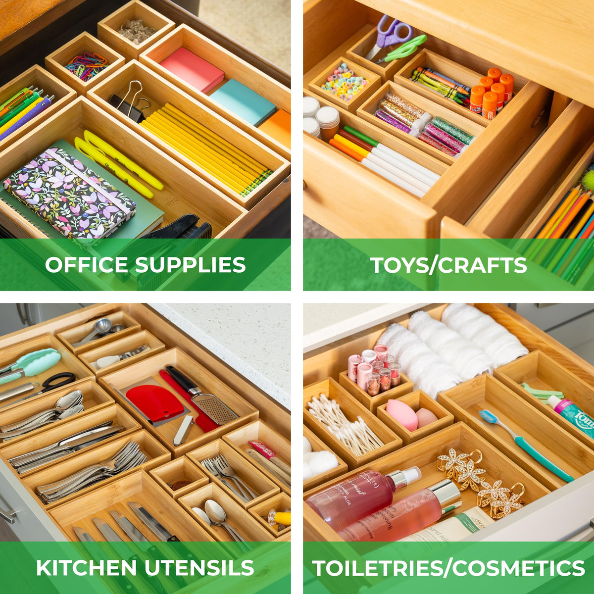 Grow Forward Bamboo Drawer Organizer Boxes – view 2