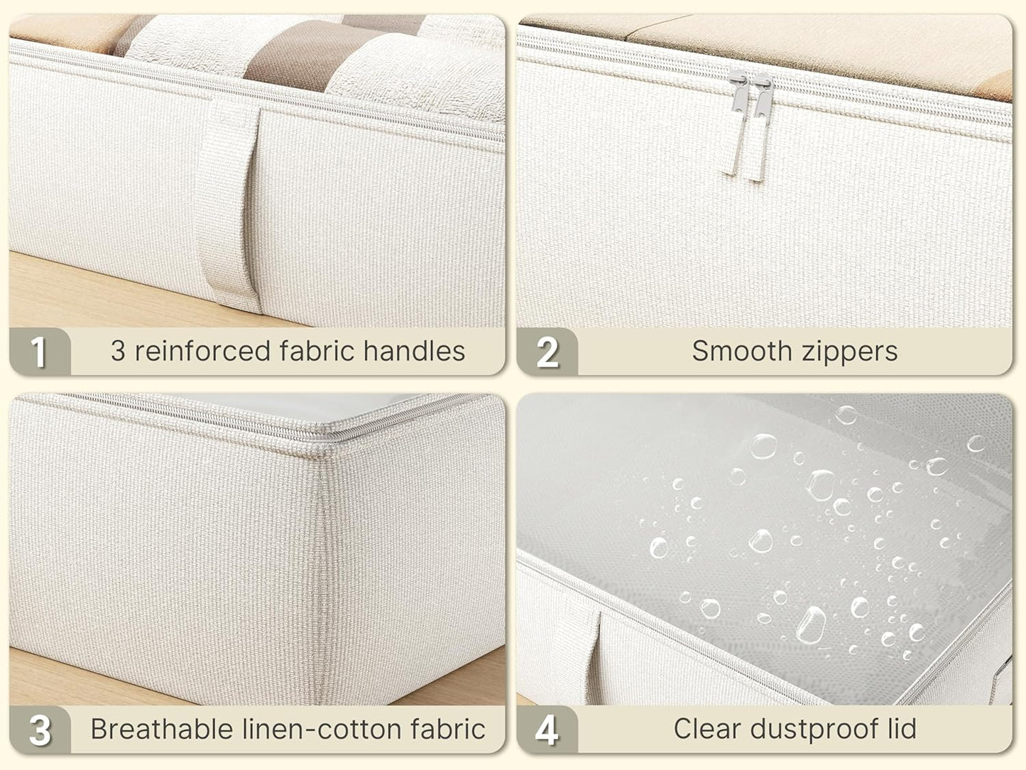 2-Pack Under Bed Storage, 6 Inches Tall Closet Organizers and Storage Bins with Sturdy