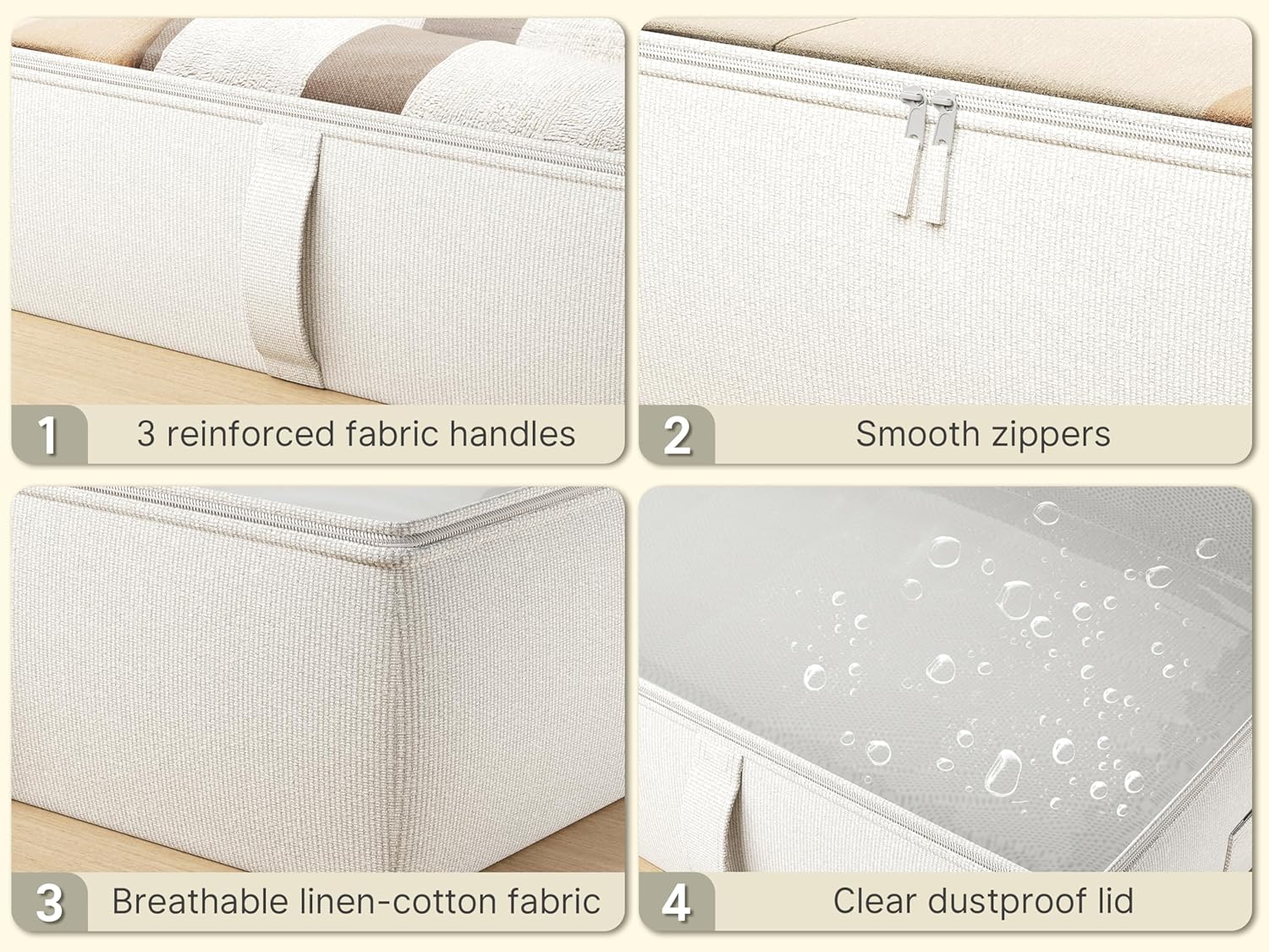 2-Pack Under Bed Storage Containers, 8 Inches Tall Underbed Clothes Storage Organizer Bin with