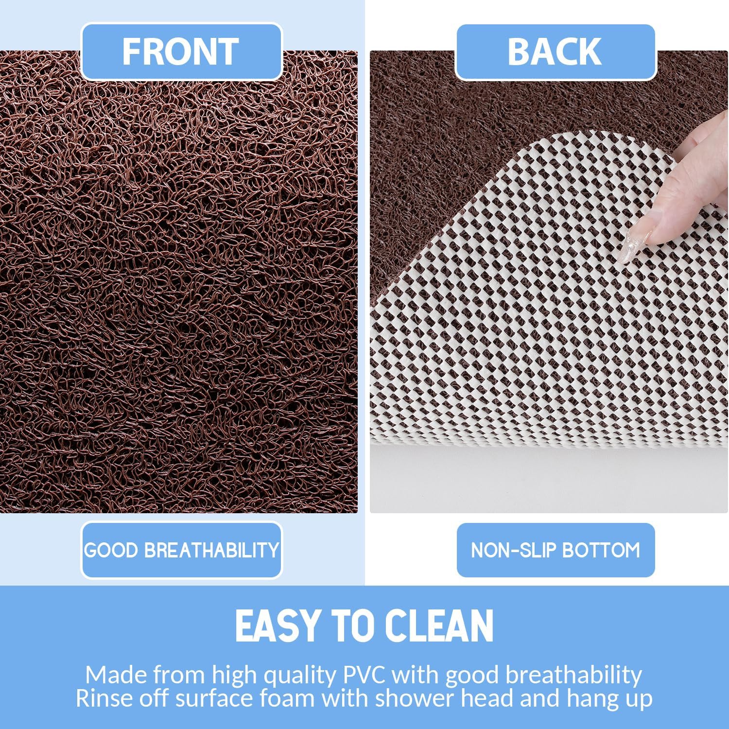 Non-Slip Bathtub Mat, Anti Slip Shower Mat, Fast Drying Bathtub Mats, Foot Scrubber Mat, Anti Slip