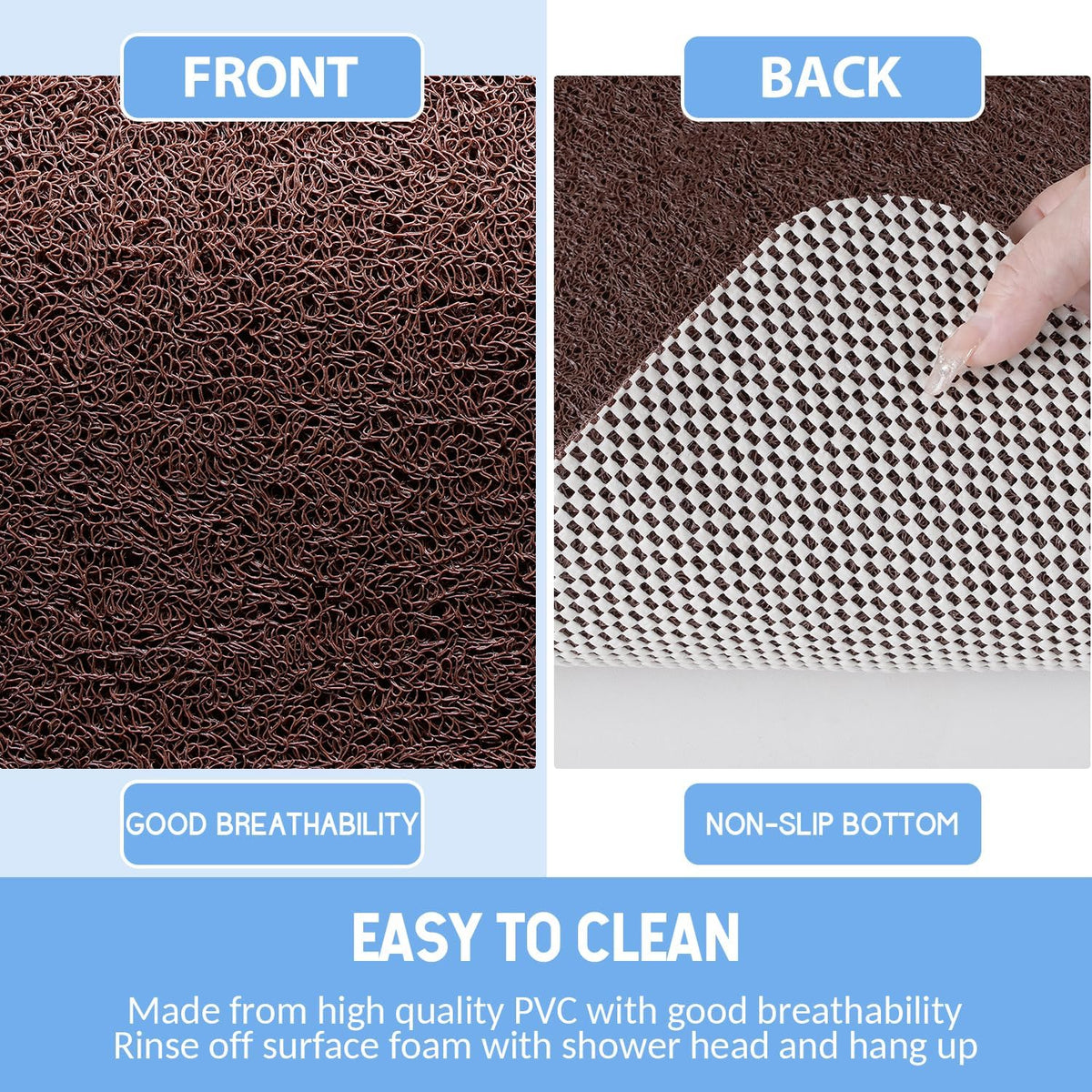 Non-Slip Bathtub Mat, Anti Slip Shower Mat, Fast Drying Bathtub Mats, Foot Scrubber Mat, Anti Slip
