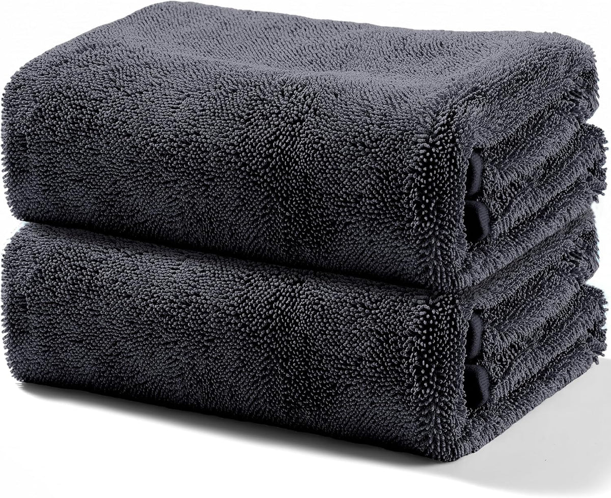 JOYMOOP Microfiber Towels for Cars, 2 Pack 63" x 29.5" Car Drying Towel, Dark Gray Reusable Car