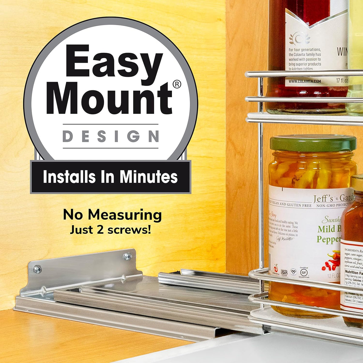 LYNK PROFESSIONAL® Pull Out Spice Rack Organizer for Inside Kitchen Cabinets - 10-1/4 inch Wide