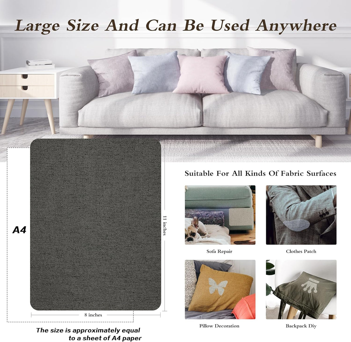 KING MOUNTAIN Fine Linen Repair Patches, Self-Adhesive Linen Fabric Patches, 8X11 inch Extra Size