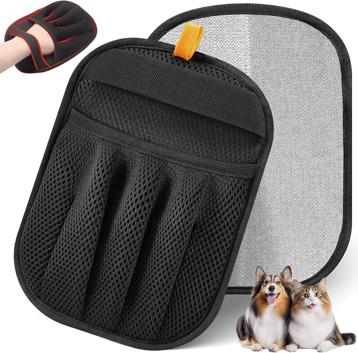 Pet Hair Removal Glove for Cats & Dogs, Upgraded Five-Finger Electrostatic Pet Hair Gloves