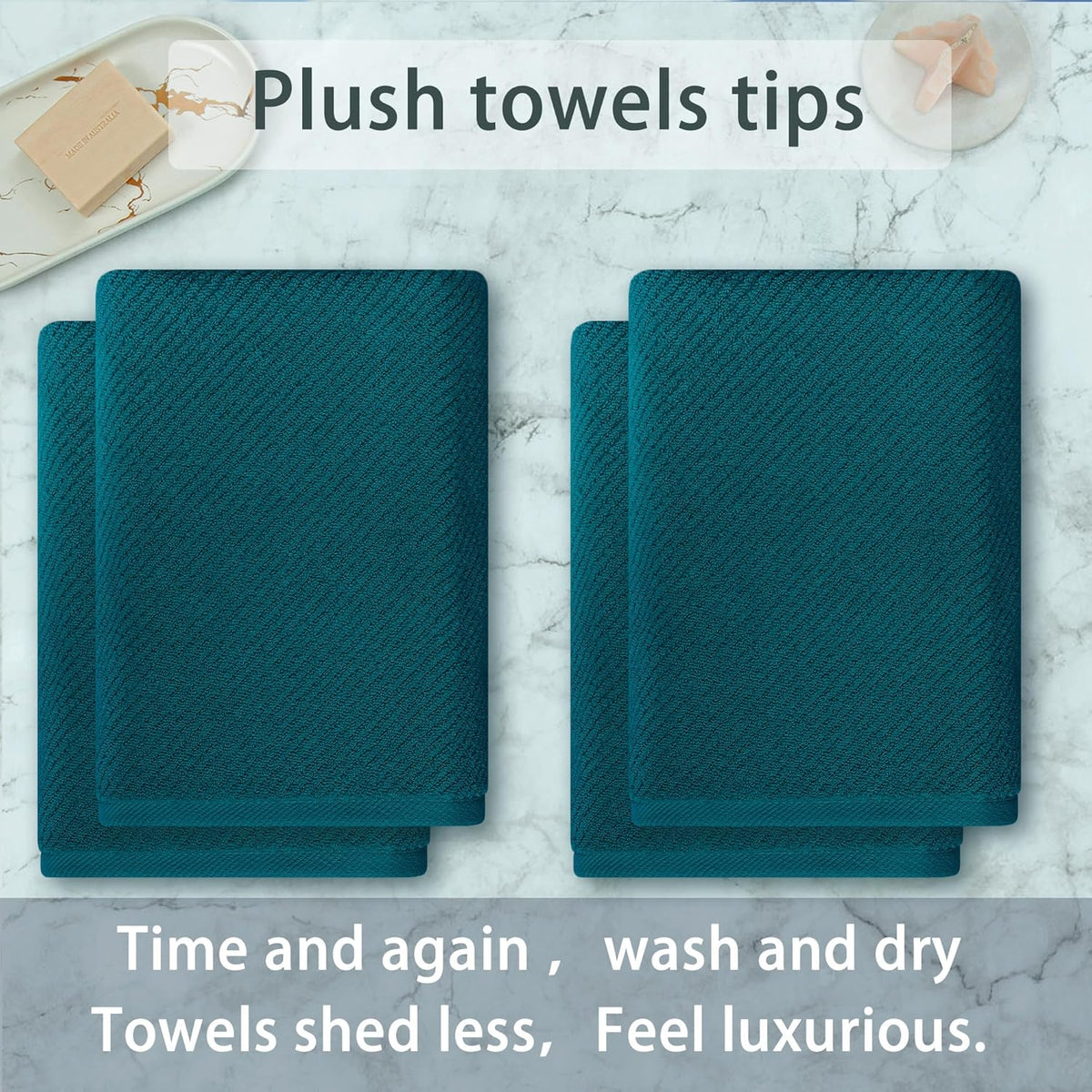 VOOVA & MOVAS Bath Towels Set of 4, Large 30" x 56" - 100% Cotton | Thick | Light Weight | Soft |