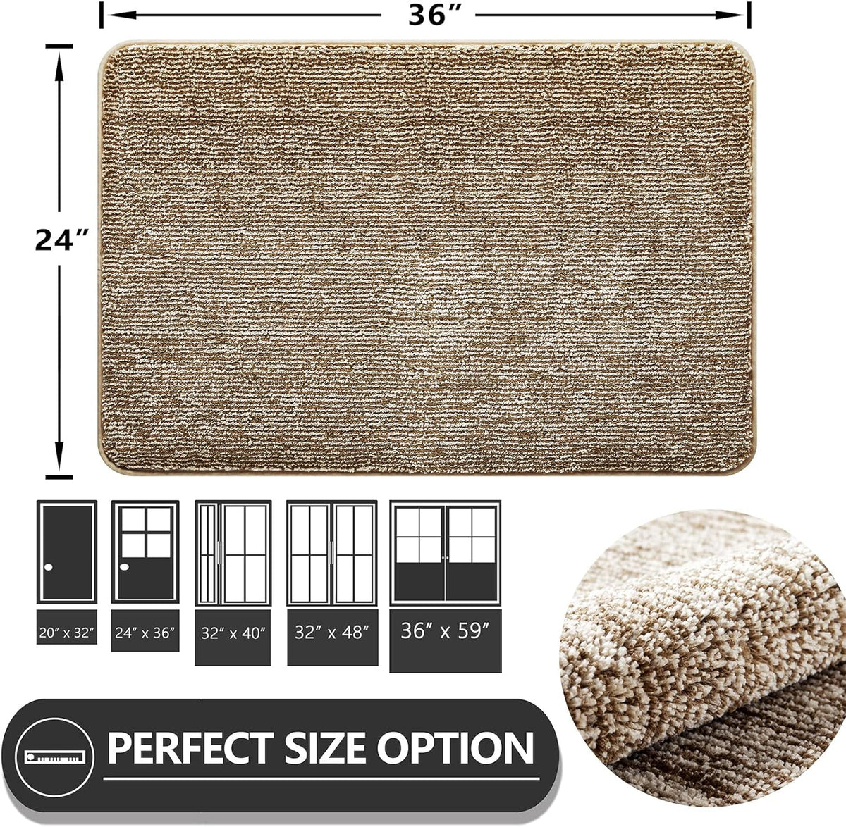 REFETONE Indoor Doormat, Front Door Mat 24"x36" Absorbent Rubber Backing Non Slip Back Door Mats