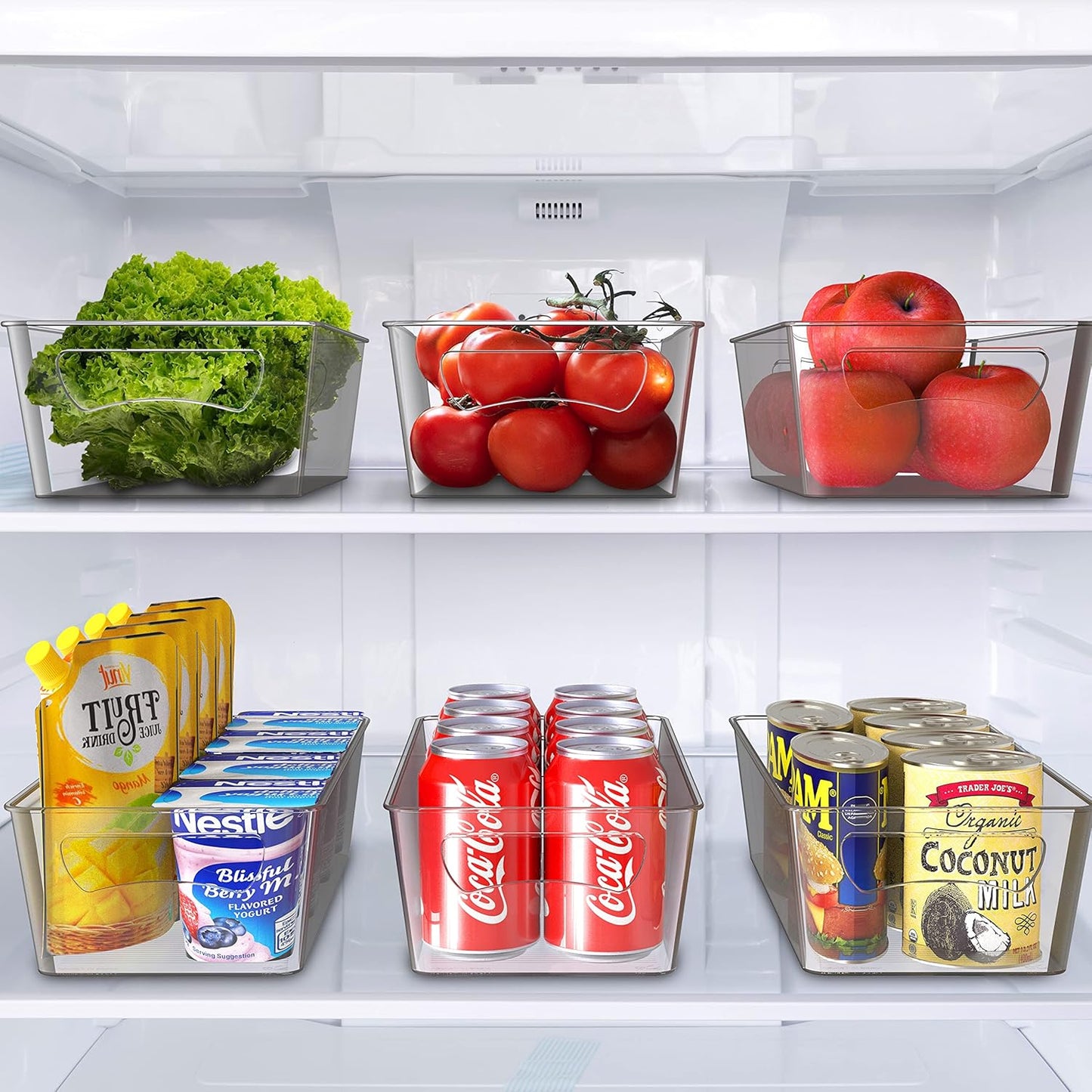 Simple Houseware Clear Storage Bins Organizer for Freezer / Fridge / Pantry, 12'' x 6.2'' x 3.4''