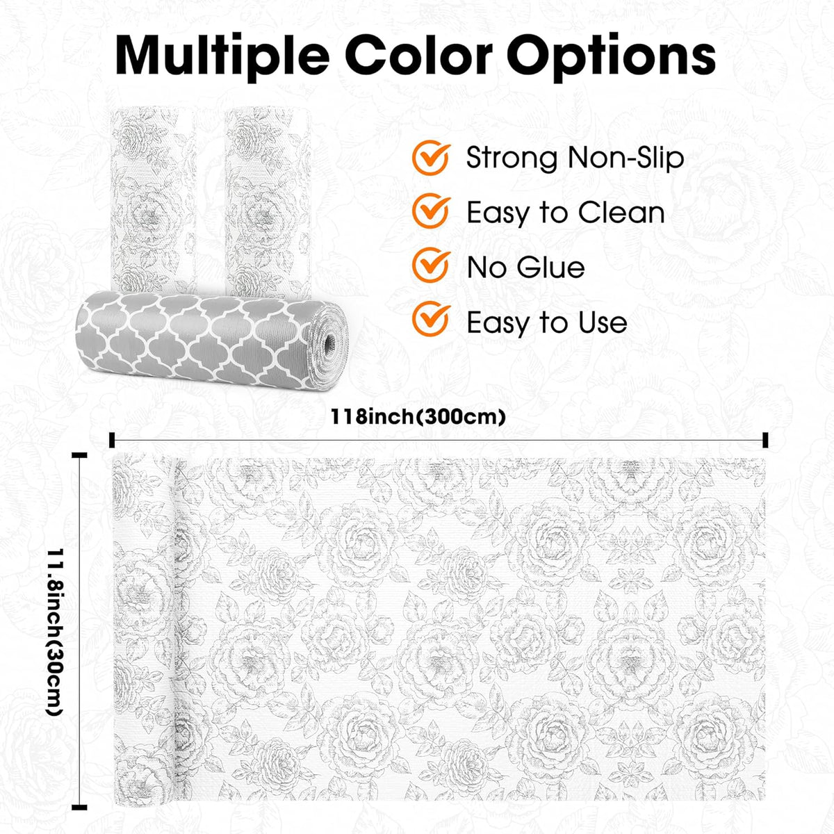 Drawer and Shelf Liner for Kitchen Cabinets Non-Adhesive, Non-Slip Cabinet Liner Shelf Paper Strong