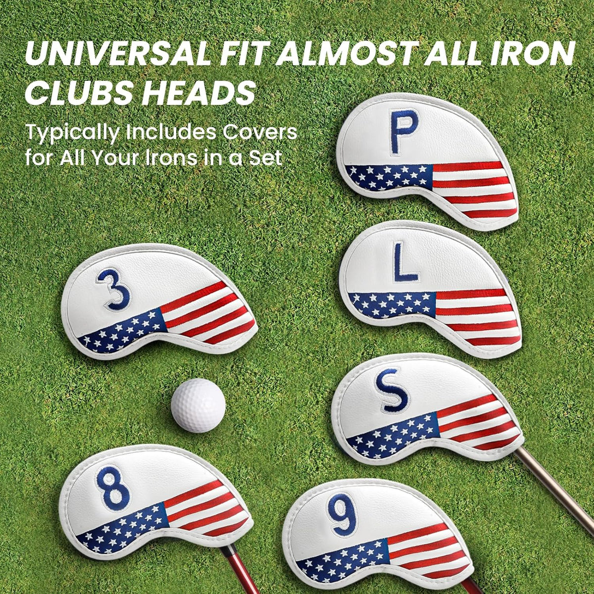 FINGER TEN Golf Club Covers for Irons Magnetic Value 11 Pack, Synthetic Leather Deluxe Head Cover