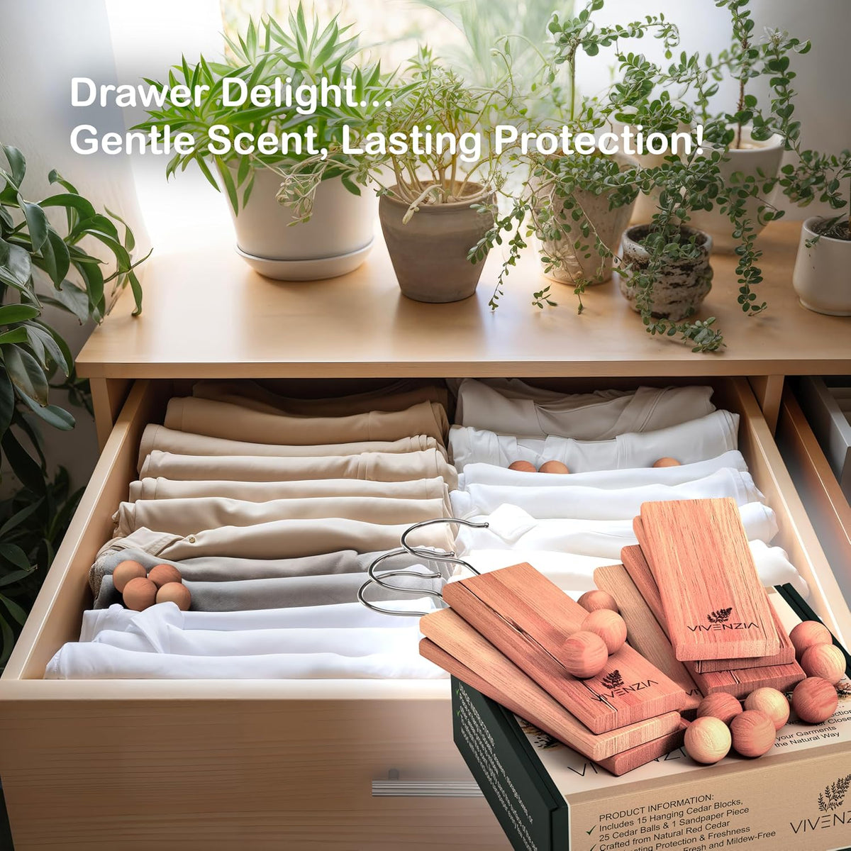 Cedar Blocks for Clothes Storage -40 pcs (15 Hang-ups & 25 Balls)- Cedar Balls for Clothes Storage