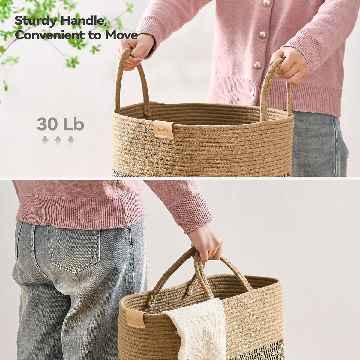 Laundry Hamper 75L,Large Laundry Basket for Clothes,Decorative Storage Basket for Blankets,Cotton