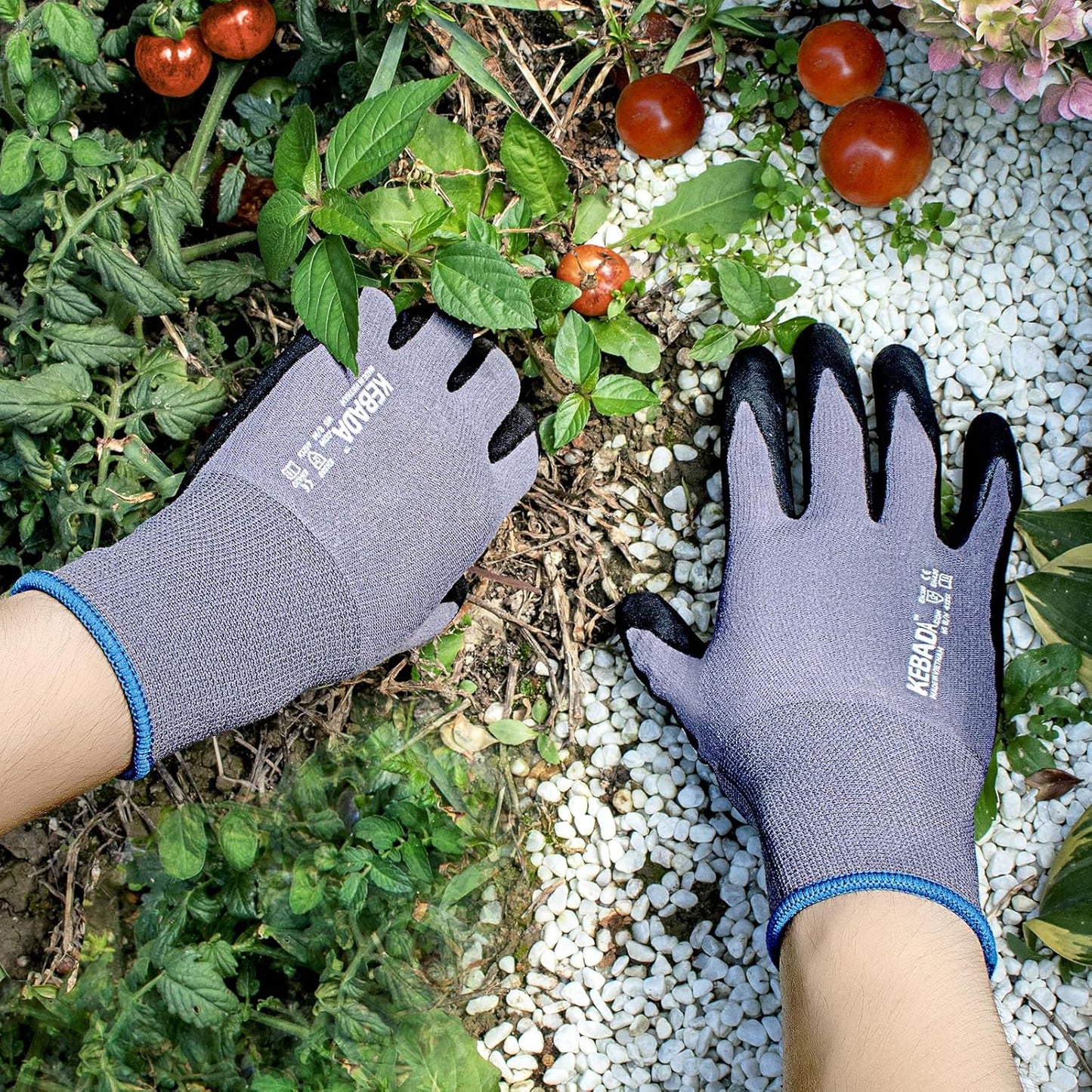 12 Pairs Work Gloves for Men and Women, Nitrile Coated Safety Protective Gloves with Grip, Ideal