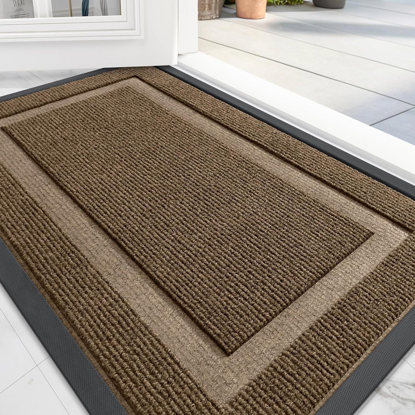 OLANLY Front Door Mat Indoor Outdoor Entrance, Waterproof All-Season, All-Weather Doormat, Sturdy