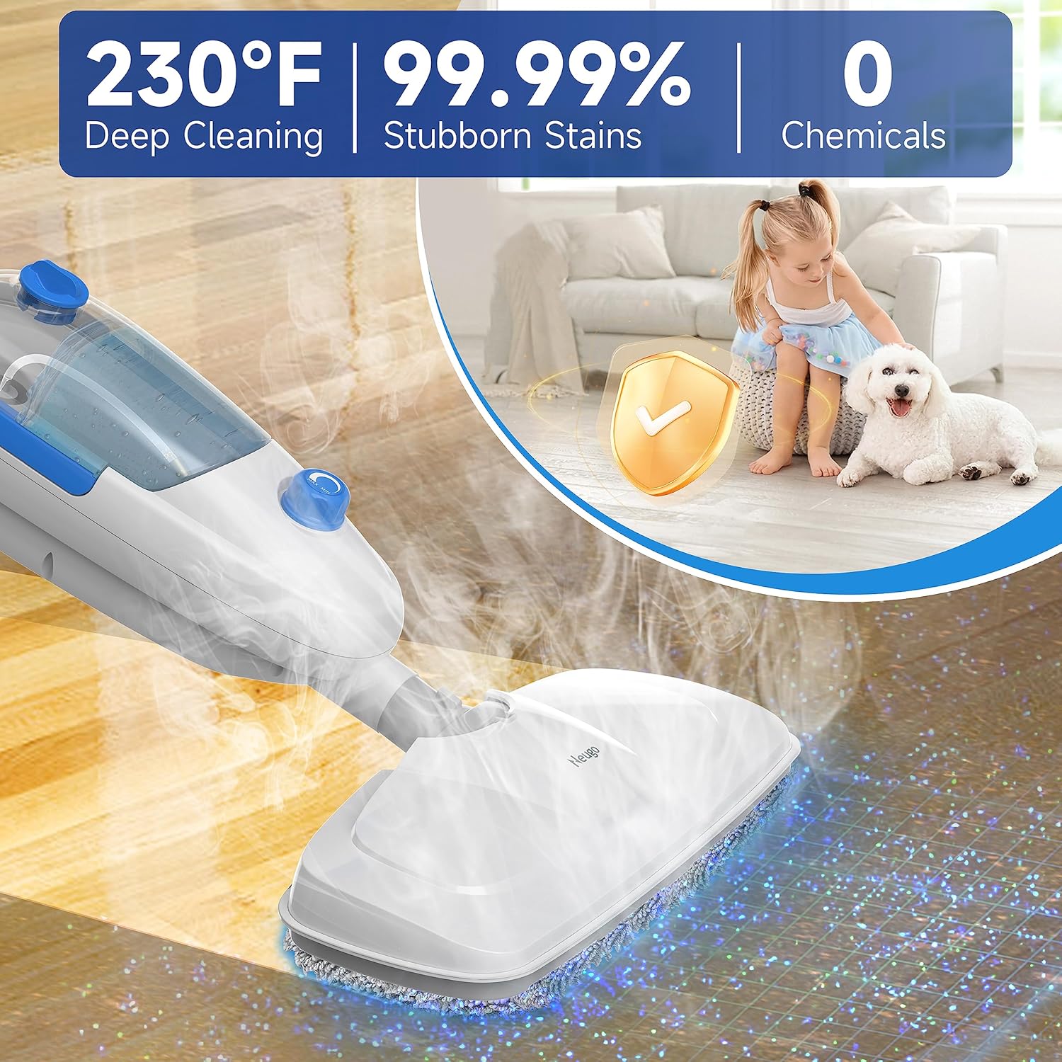 Steam Mop for Floor Cleaning, 10in1 Multi Purpose Handheld Steamer Cleaner Detachable for Vinyl
