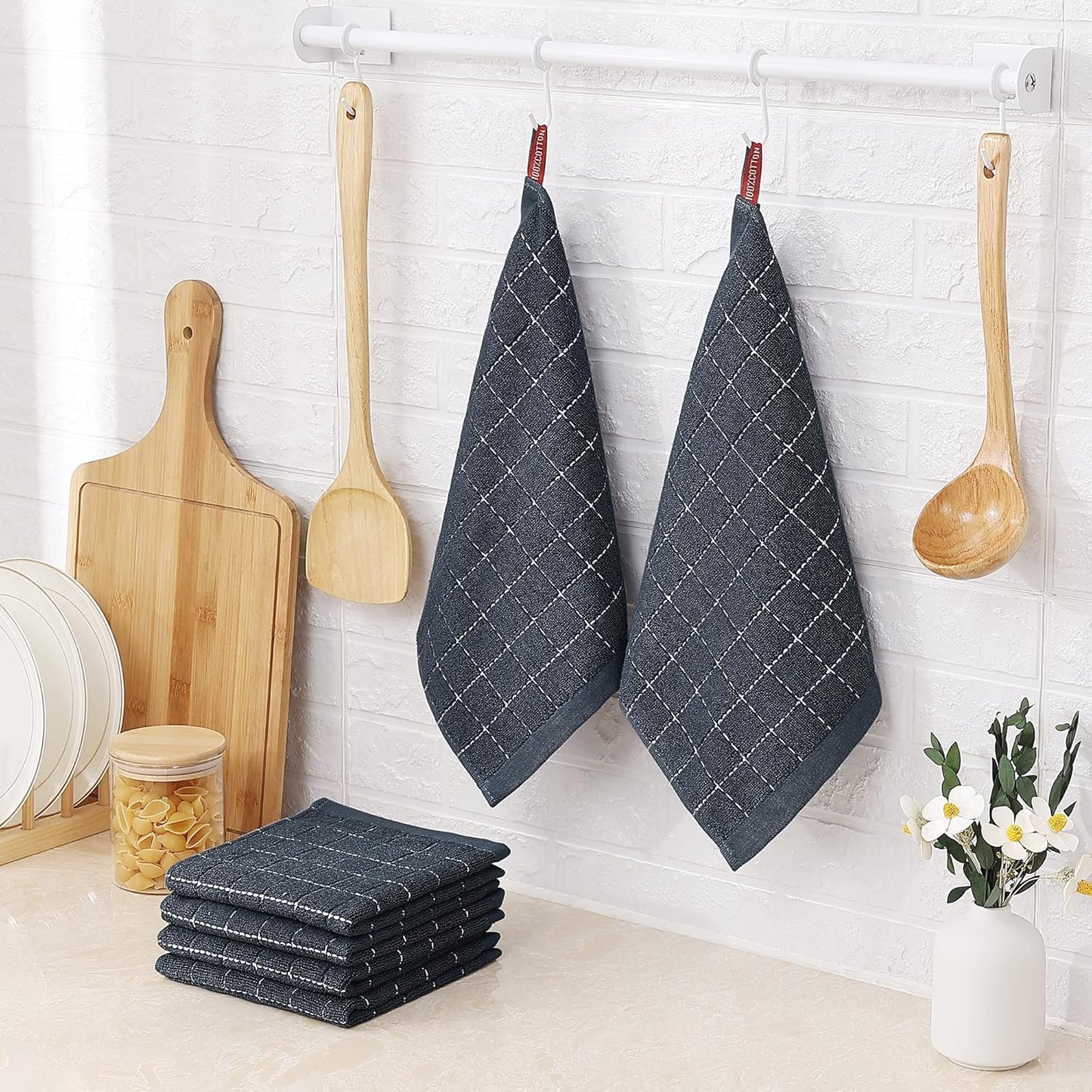 Homaxy 100% Cotton Terry Kitchen Dish Cloths, Ultra Soft and Absorbent Dish Towels for Kitchen