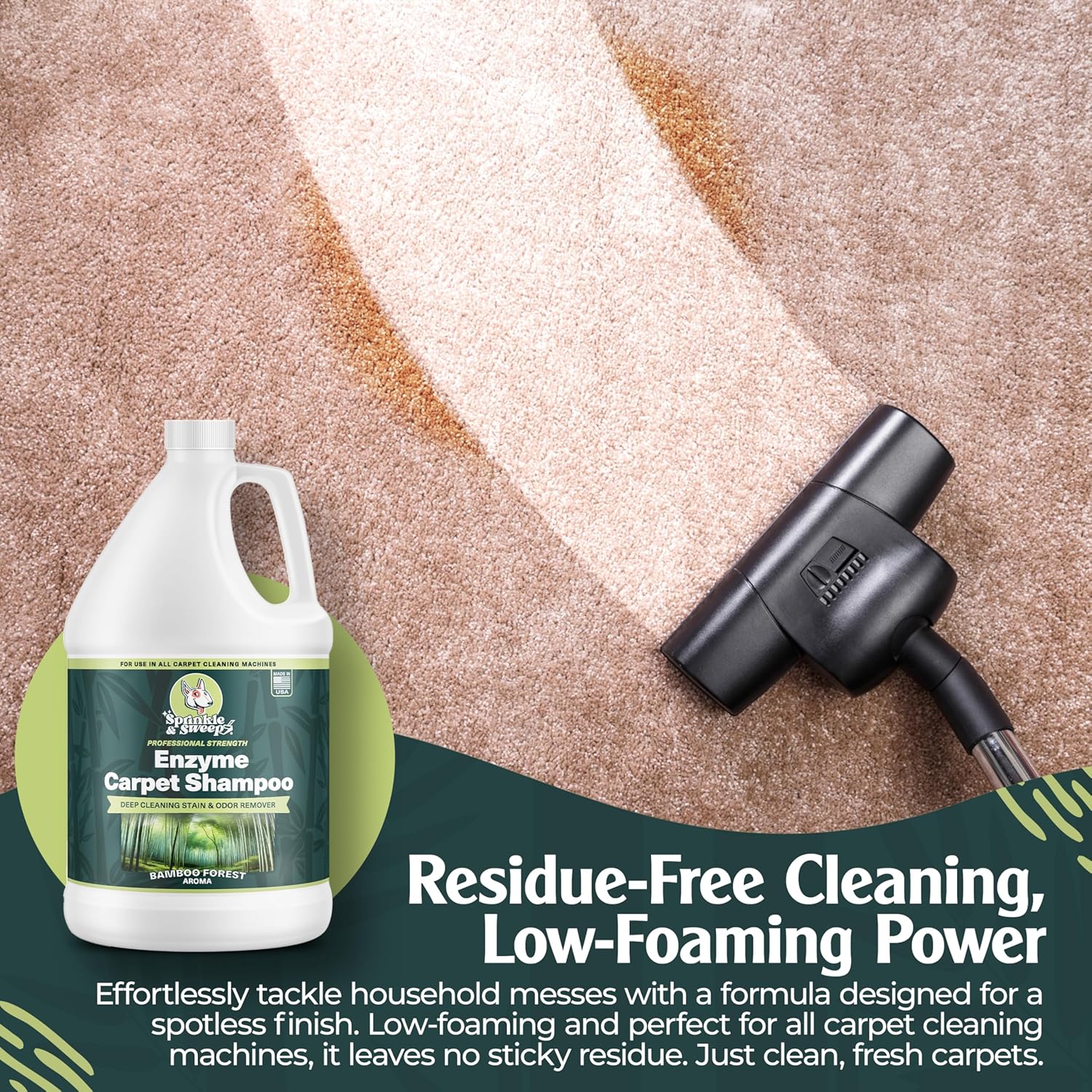 Enzyme Carpet Cleaner - Enzyme Carpet Shampoo (1gal) - Carpet Cleaner Solution to Eliminate Tough