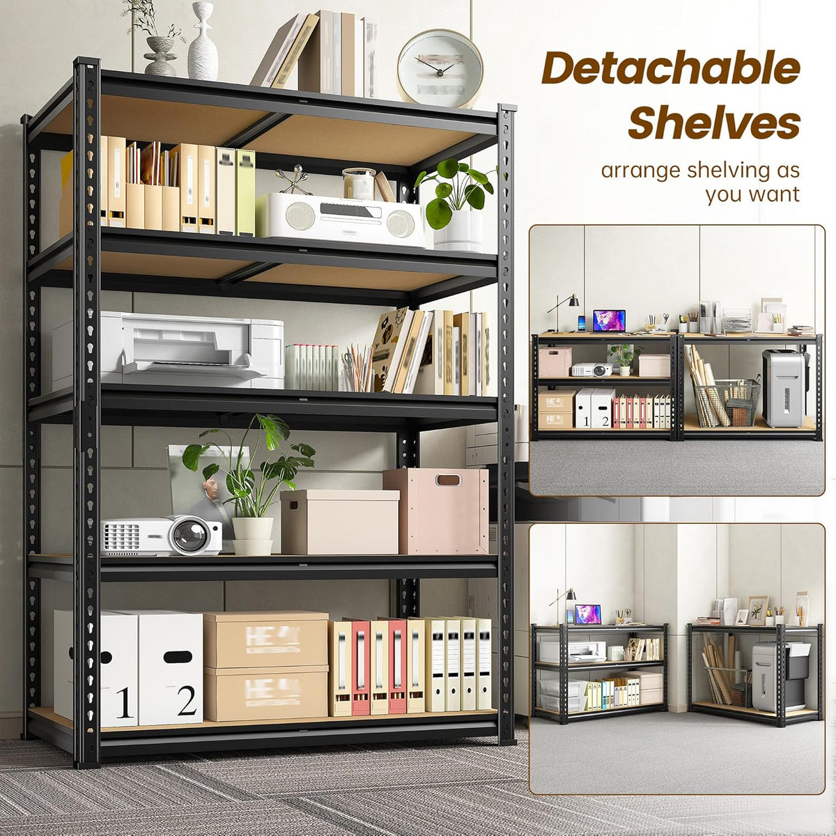 1980LBS Storage Shelves, 5-Tier Adjustable Pantry Shelves, Metal Shelving Unit for Kitchen, Pantry