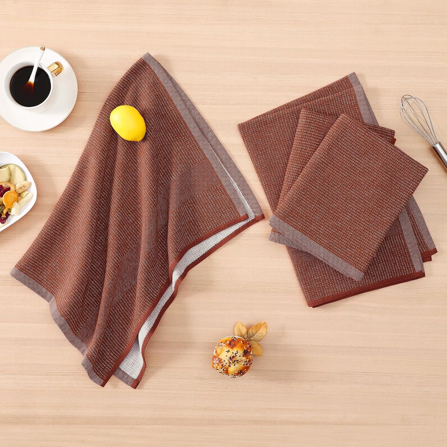 Homaxy Premium Kitchen Towels(18”x 28”, 12 Pack), Large Cotton Kitchen Hand Towels, Flat and Terry