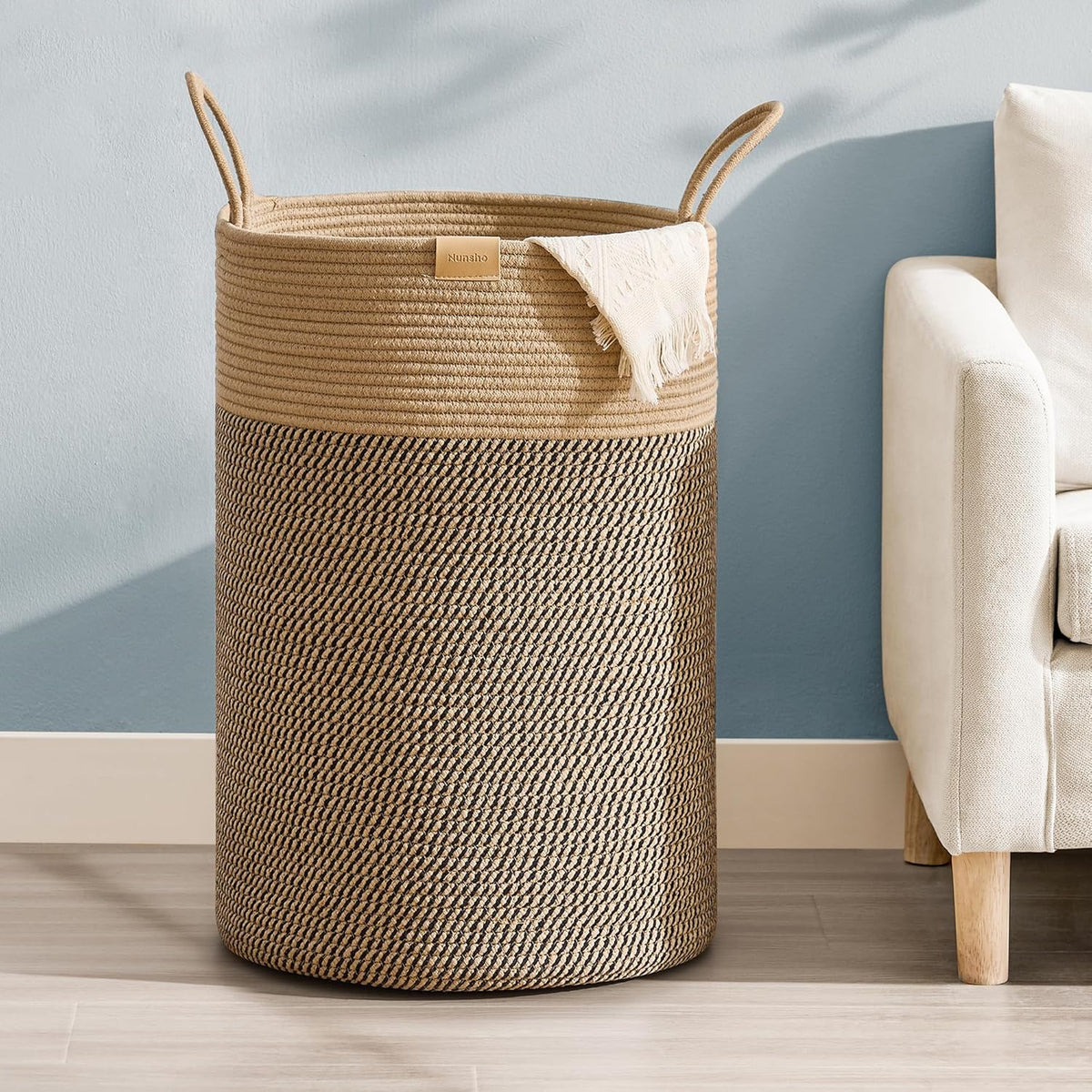 Laundry Hamper 75L,Large Laundry Basket for Clothes,Decorative Storage Basket for Blankets,Cotton