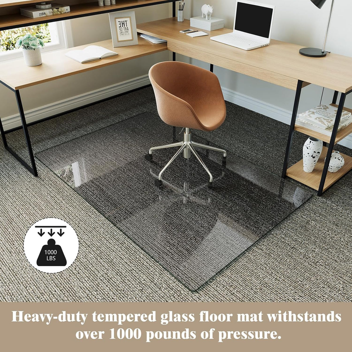 Koonmi Tempered Glass Chair Mat for Hardwood Floors & Carpets, 36" x 55“ Grey Heavy Duty Office