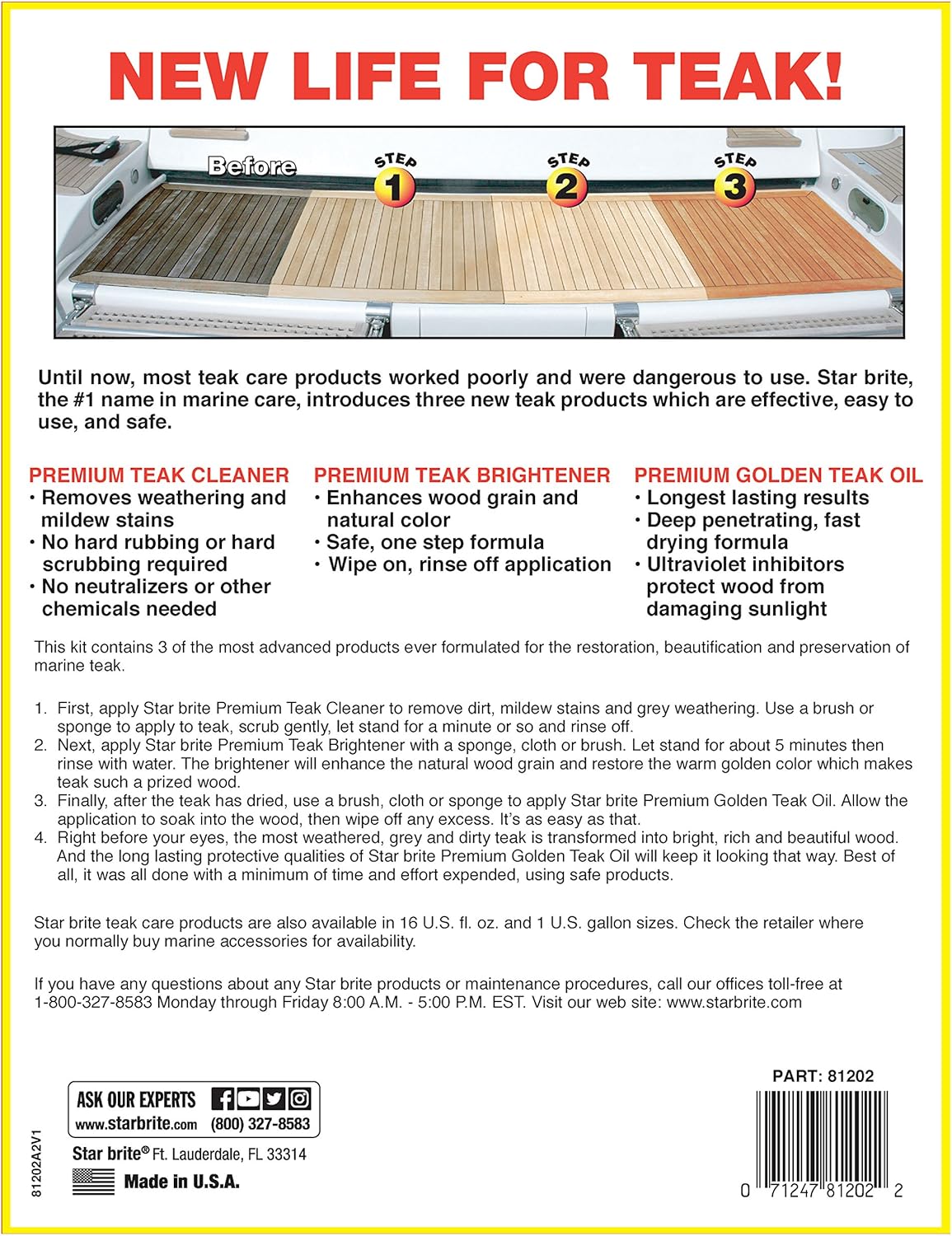 STAR BRITE Teak Kit - Restore Decks, Patio, Outdoor Furniture, Boats & Fine Wood - Marine Grade