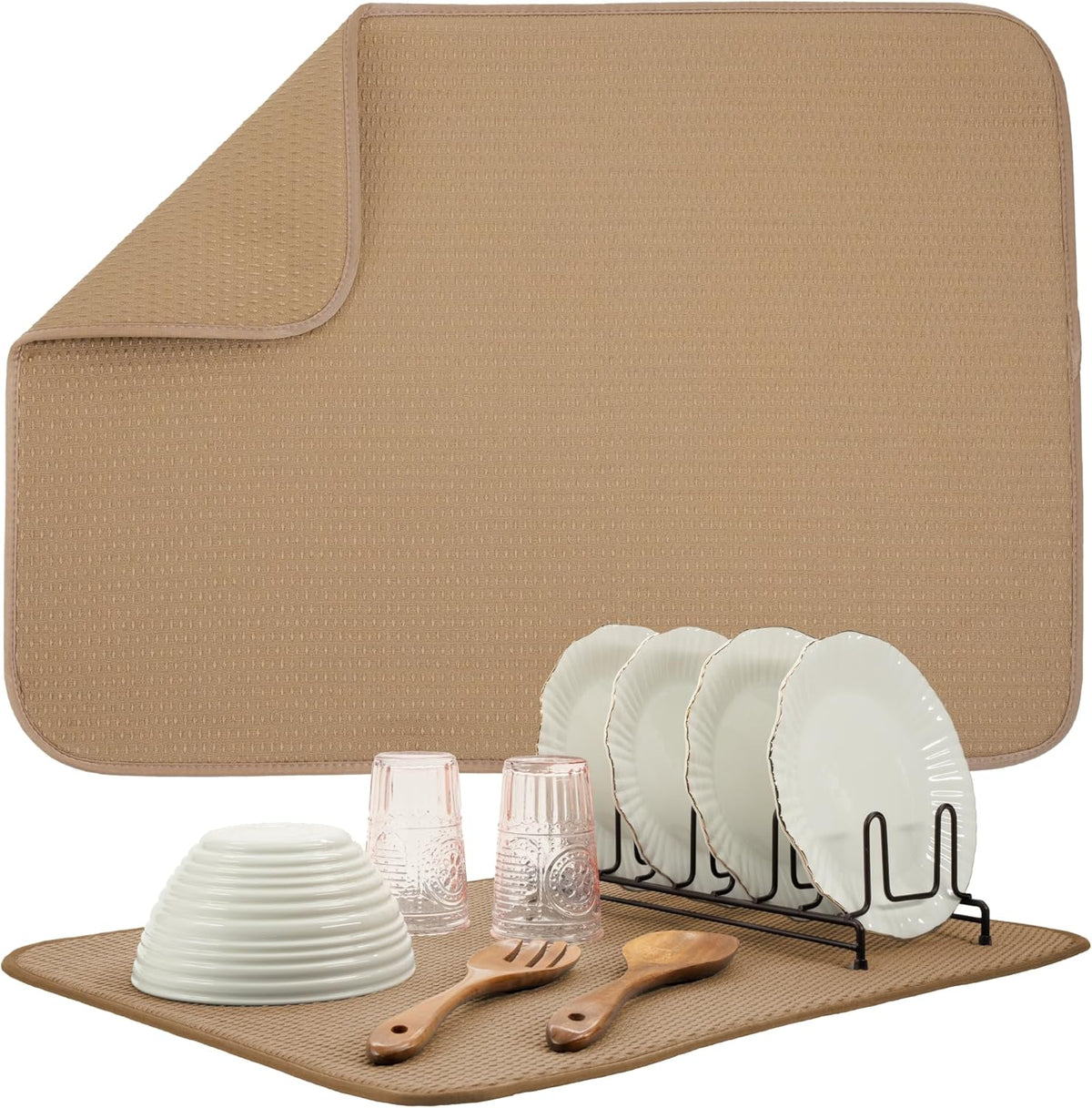 S&T INC. Dish Drying Mat XL, 18” x 24”, Absorbent Microfiber Kitchen Counter Mat, Drying Pad for