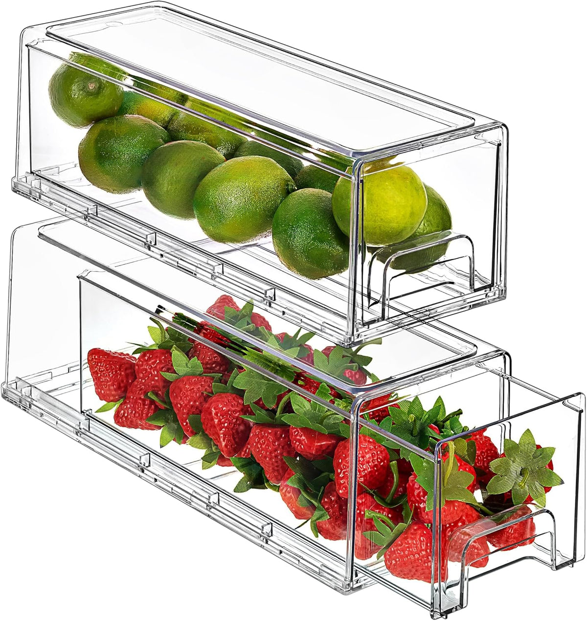 Sorbus Small Wide Clear Storage Drawers (2 Pack) – Stackable Storage Drawers for Pantry, Fridge, or