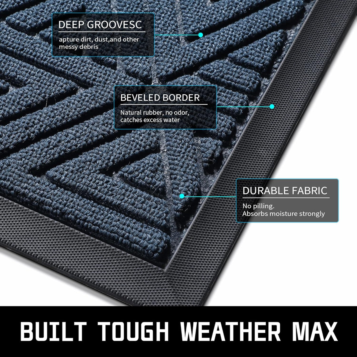 Yimobra Large Door Mat 47x32, All-Weather Waterproof Non-Slip Welcome Matt Outdoor, Heavy Duty Non