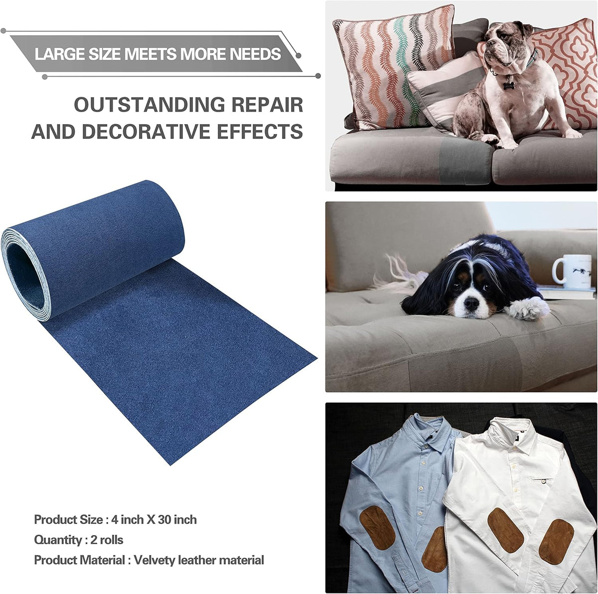 Azobur Velvet Repair Patch, Self-Adhesive Flannel Fabric Patch, Multi Colors, Microfiber Patch，Can