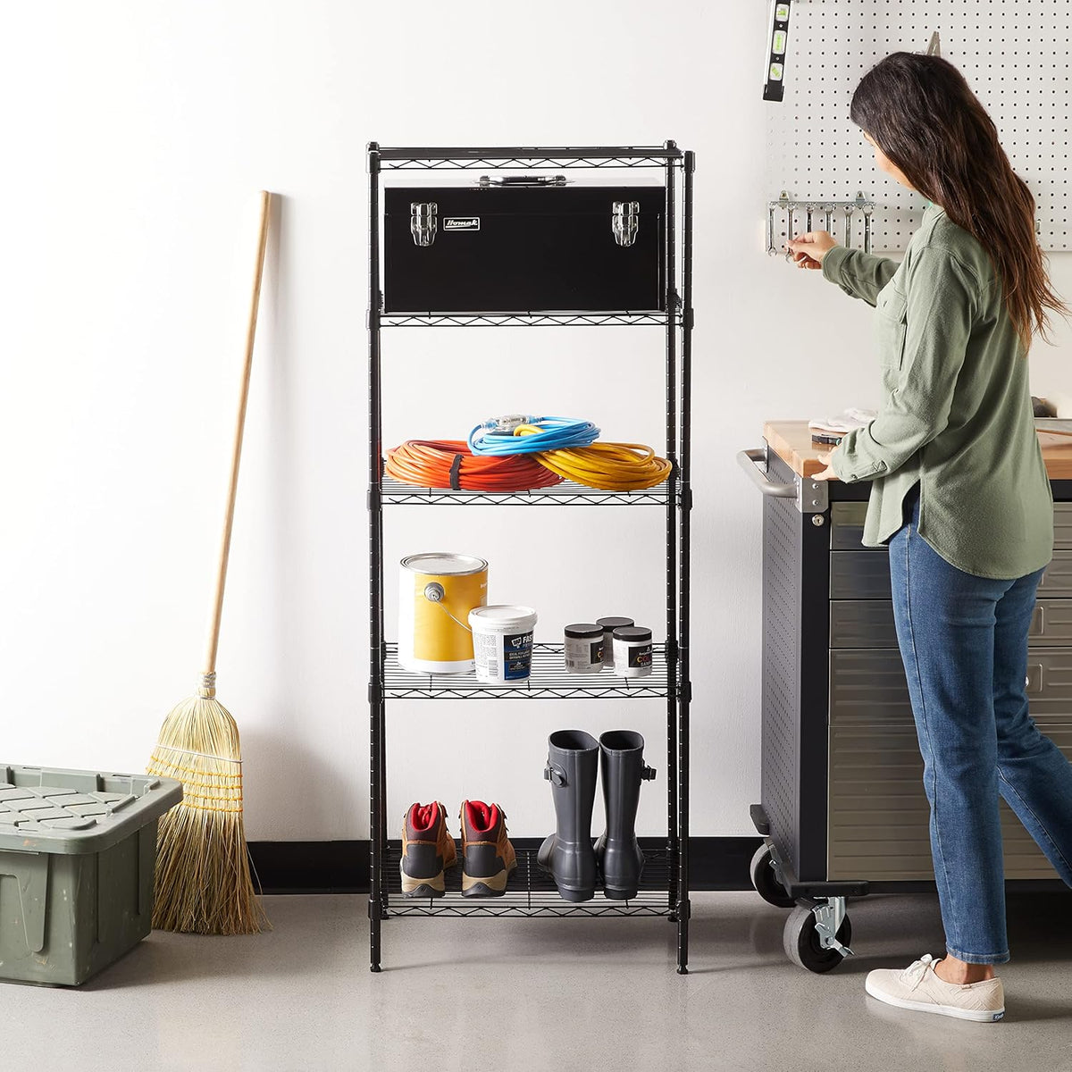 Amazon Basics 5-Shelf Multipurpose Adjustable Sturdy Steel Storage Shelving Unit, Easy Assembly