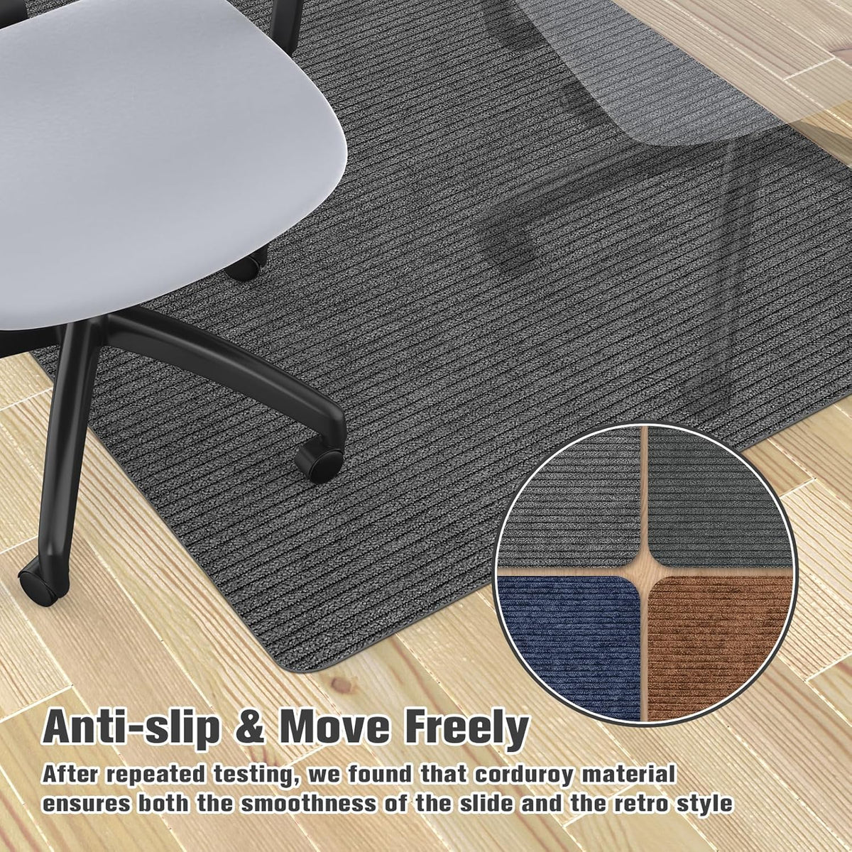 Placoot Desk Chair Mat for Hardwood Floor & Tile 55"x35" Office Chair Mat for Rolling Chairs Large