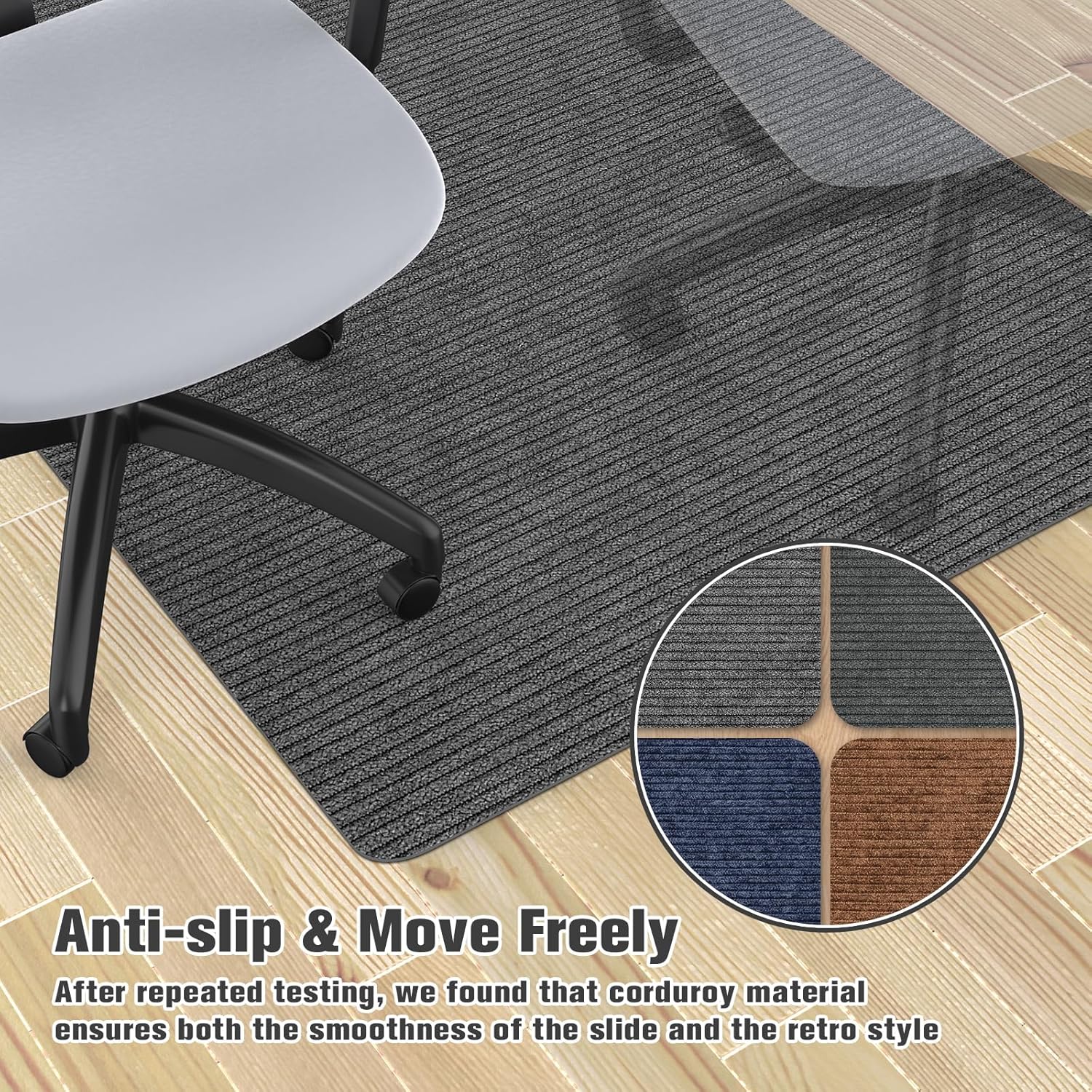 Placoot Desk Chair Mat for Hardwood Floor & Tile 55"x35" Office Chair Mat for Rolling Chairs Large