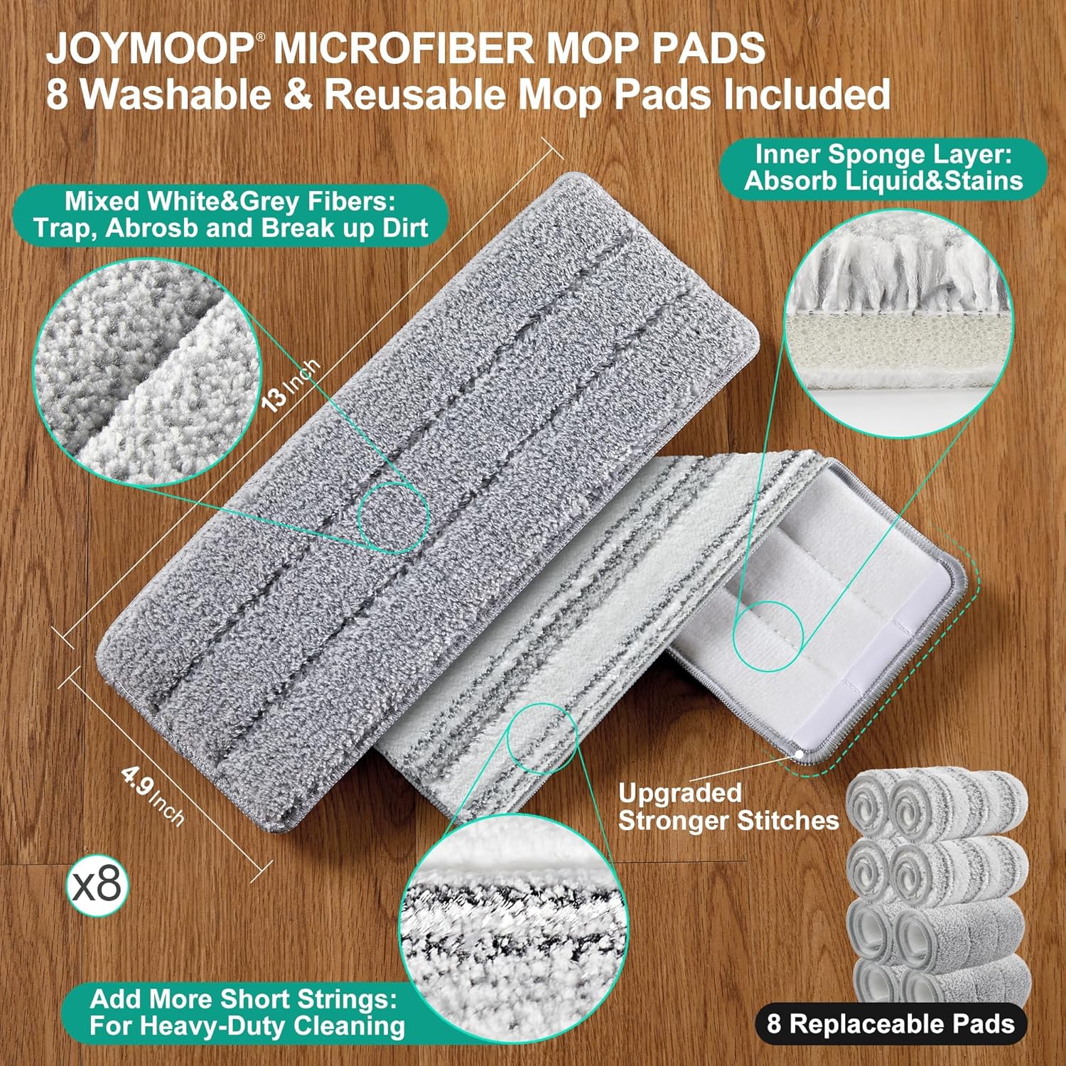 JOYMOOP Mop and Bucket Set with Wringer, Dust Mops for Floor Cleaning, Wall Cleaner with Long