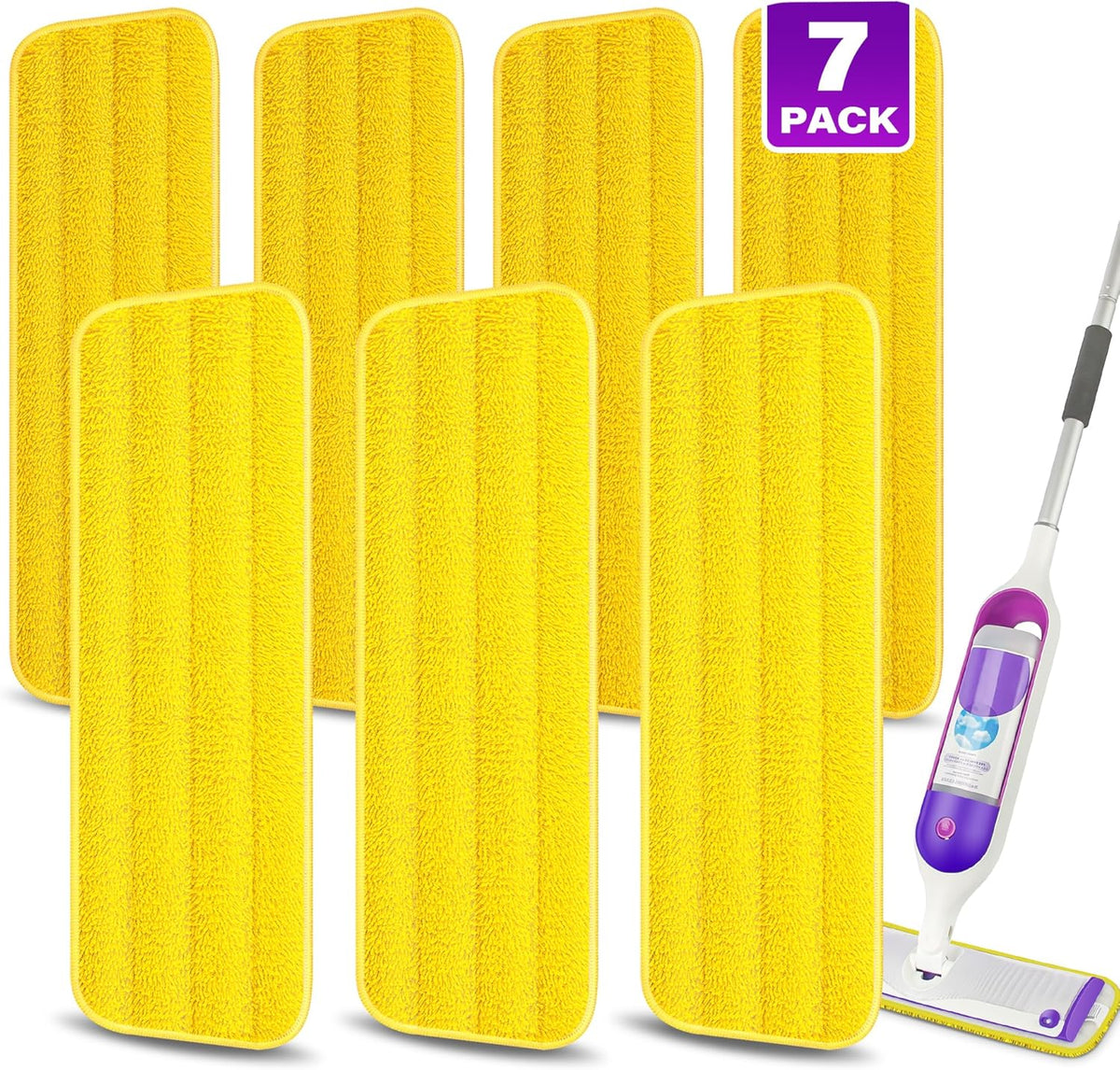 7 Count Reusable Mop Pads for Swiffer PowerMop -MEXERRIS Microfiber Wet Mops Refills PowerMop Pads