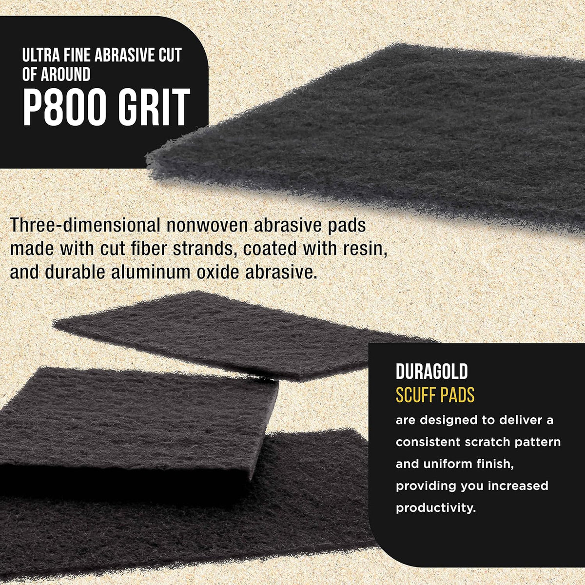 Dura-Gold Premium 6" x 9" Gray Ultra Fine General Purpose Scuff Pads, Box of 10 - Final Scuffing