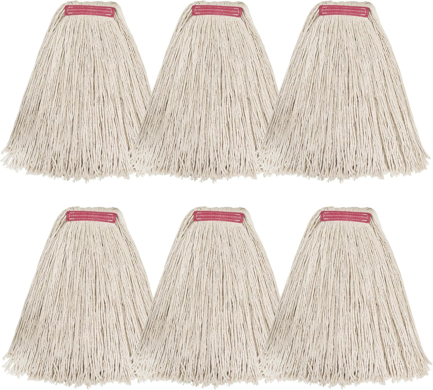 Matthew Cleaning 24oz 6Pack Cotton Floor Mop, Looped-Open String Heavy Duty Refills, Universal