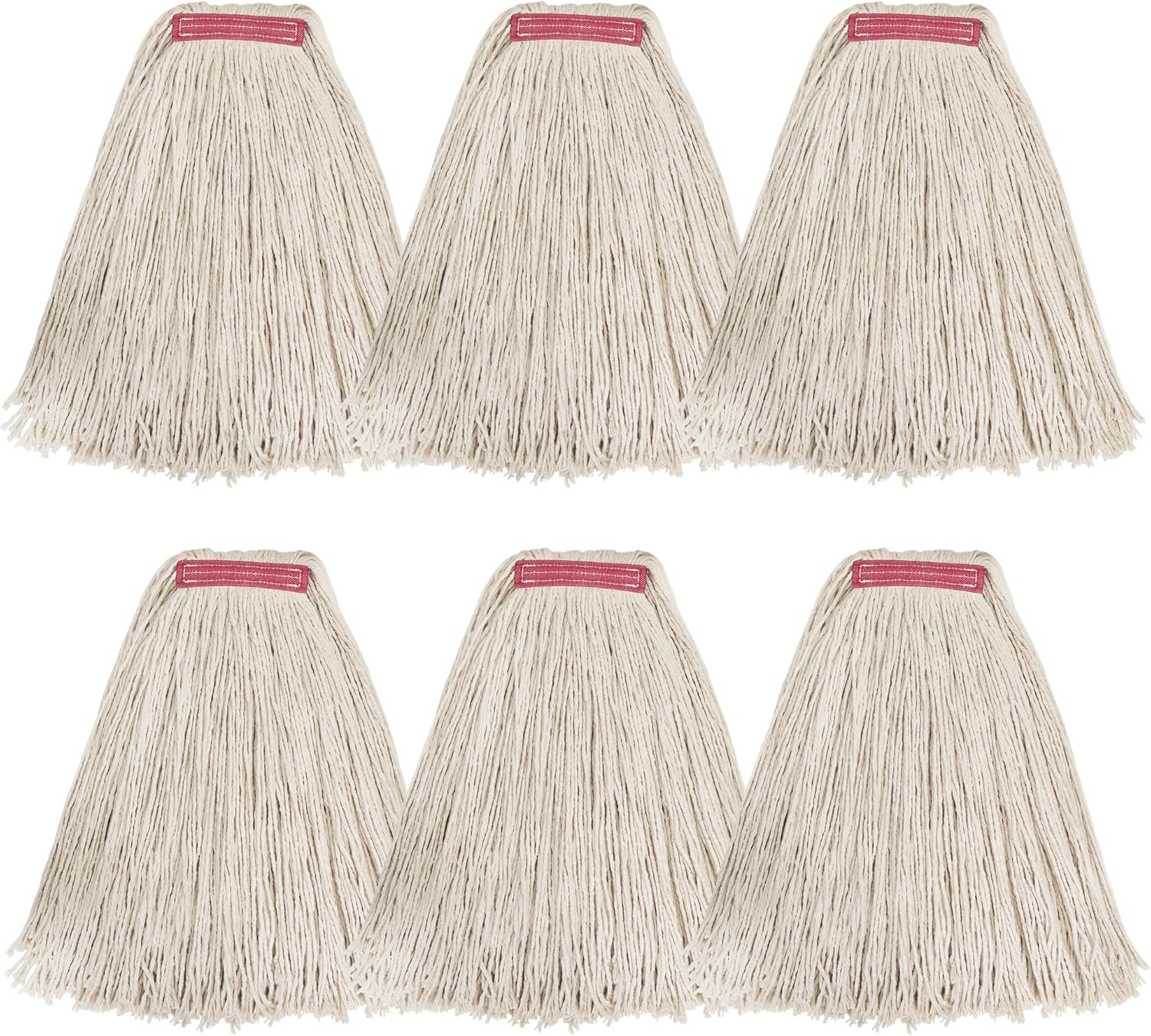 Matthew Cleaning 24oz 6Pack Cotton Floor Mop, Looped-Open String Heavy Duty Refills, Universal