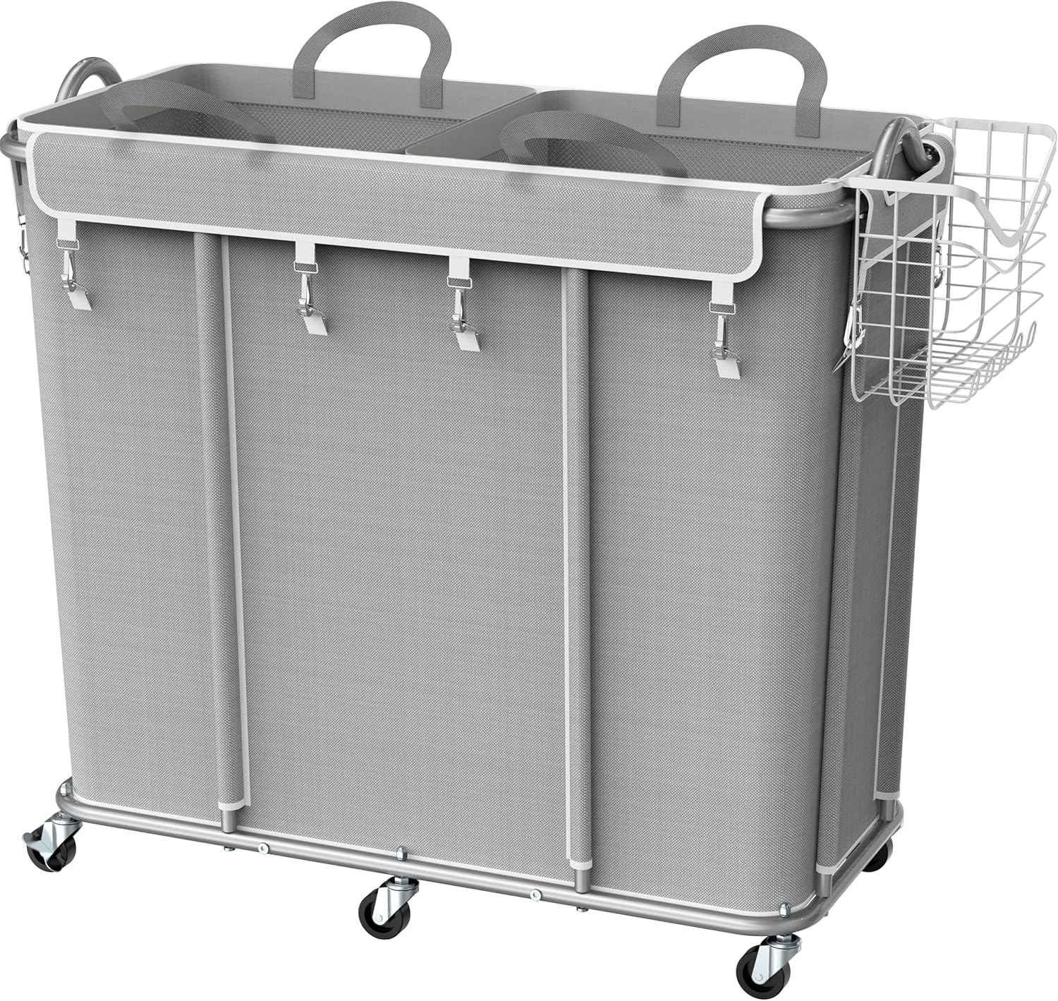 Simple Houseware Extra Large Rolling Laundry Cart – Heavy Duty Hamper with 2 Removable Bags & 6