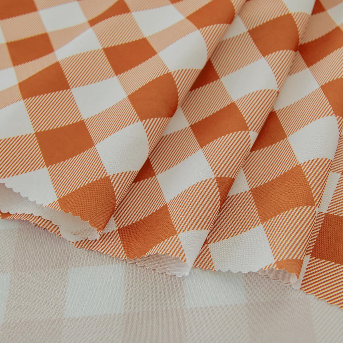 Waterproof Plaid Tablecloth Fabric - Round 58 Inch Classic Gingham Checker Table Cloth for