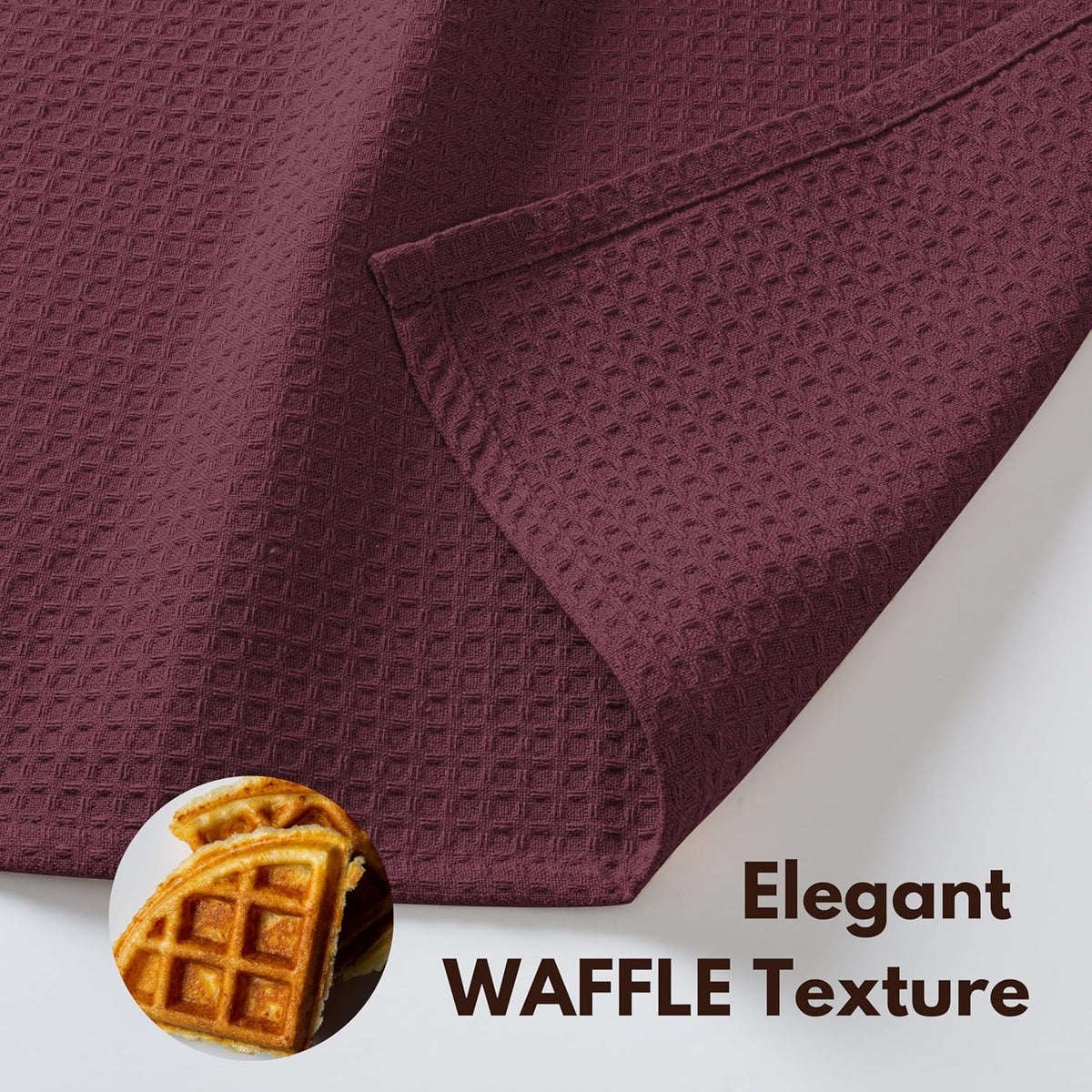 Native Fab Cotton Kitchen Towel with Hanging Loop 16x26 inches, 4-Pack, Waffle Weave Kitchen Towels