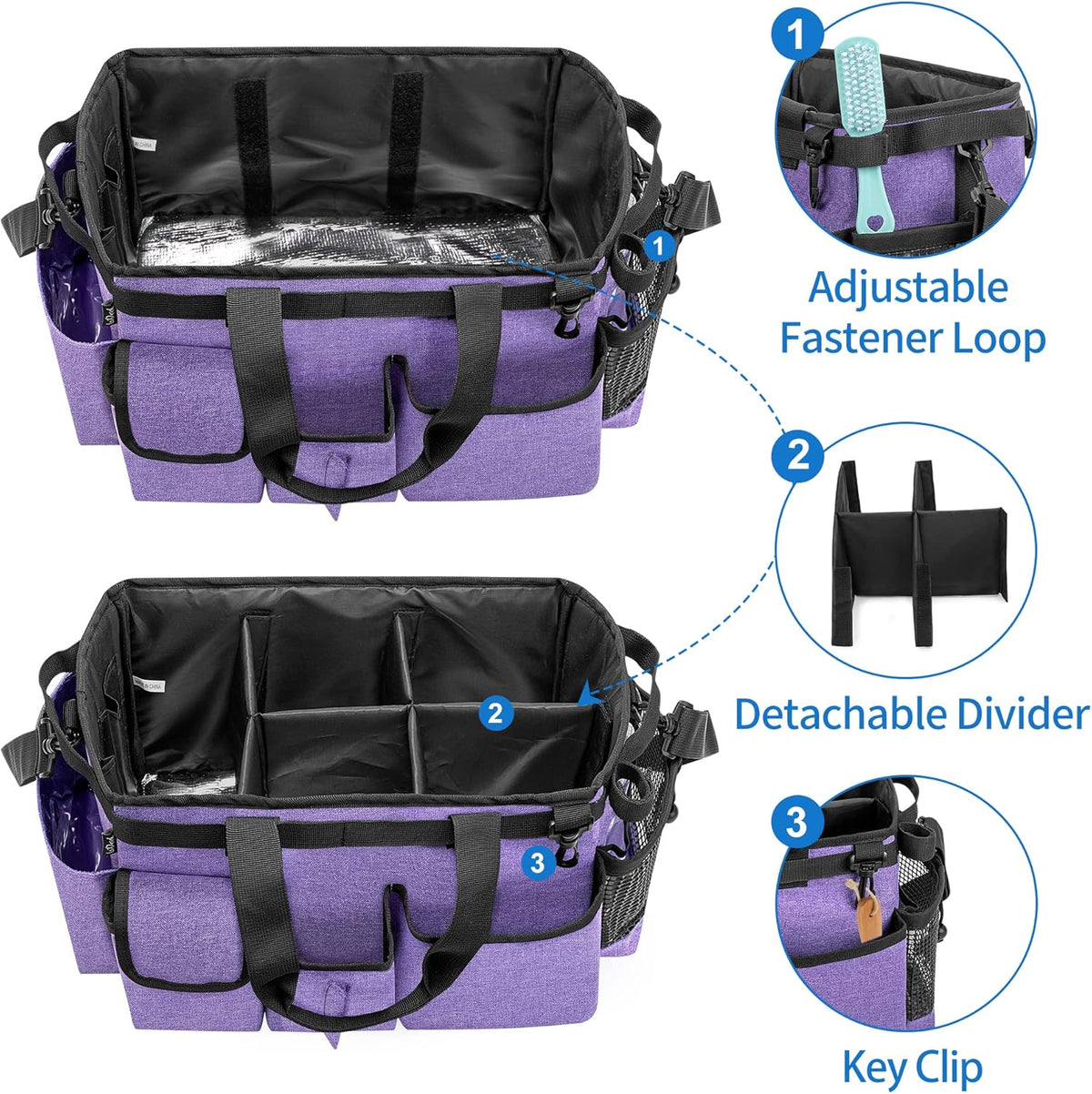LoDrid Large Wearable Cleaning Caddy Bag with Detachable Divider, Cleaning Supply Tote Organizer
