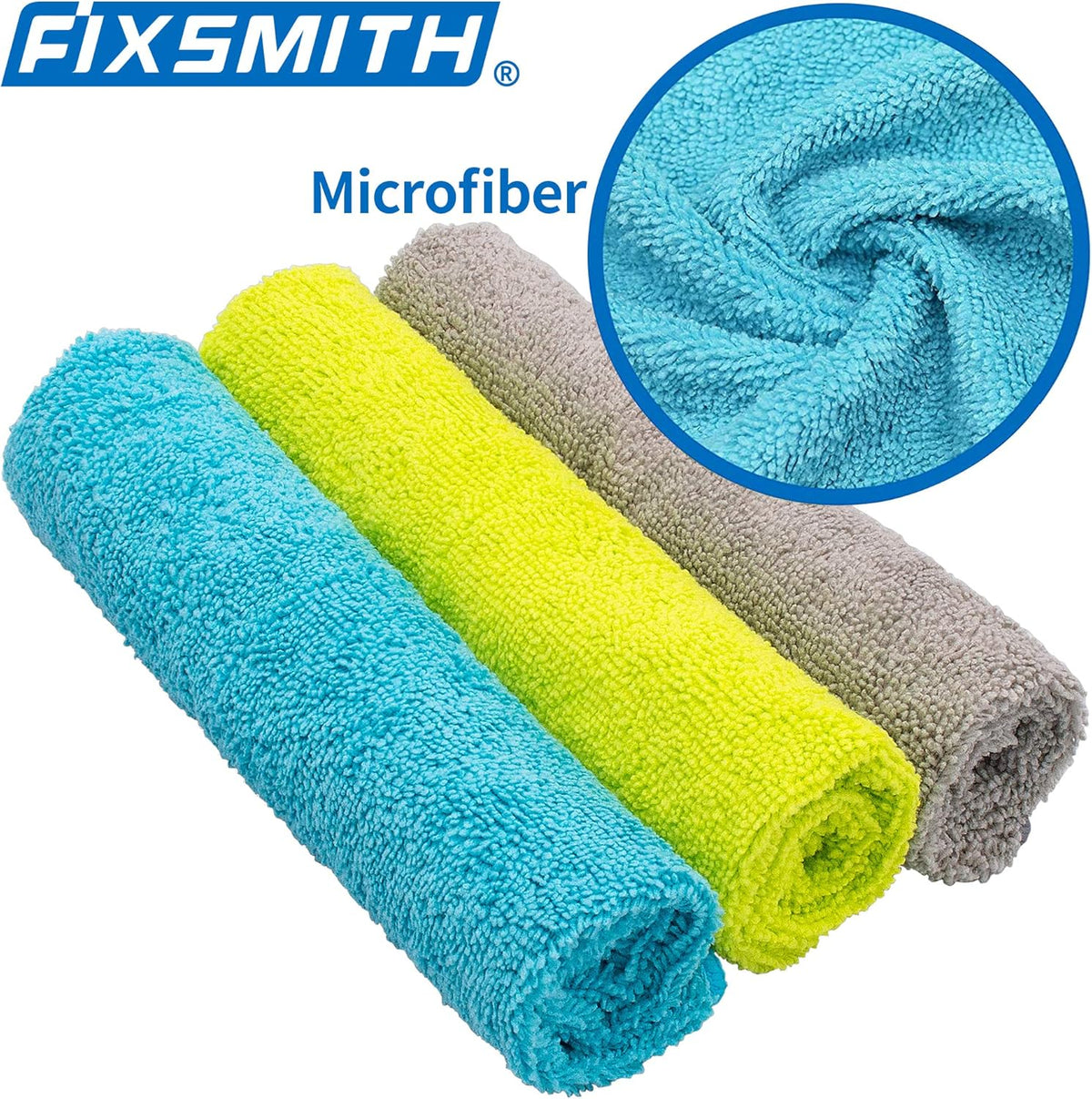 FIXSMITH Microfiber Cleaning Cloth - Pack of 8, Size: 12 x 16 in, Multi-Functional Cleaning Towels