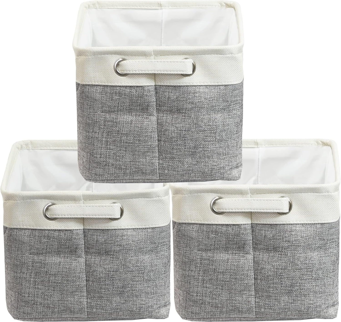 SIMPLE HOUSEWARE Large Fabric Storage Bin, 14.4" x 10" with Handles, 3-Pack, Foldable Organizer for