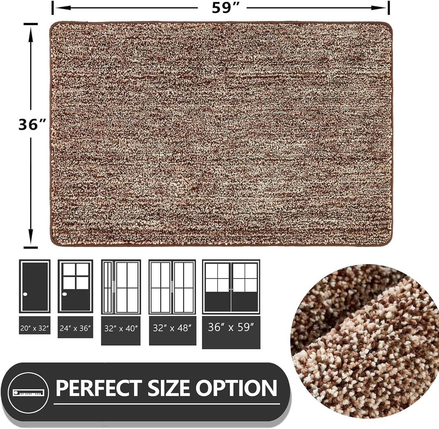 REFETONE Indoor Doormat, Front Door Mat 36"x59" Absorbent Rubber Backing Non Slip Door Mats