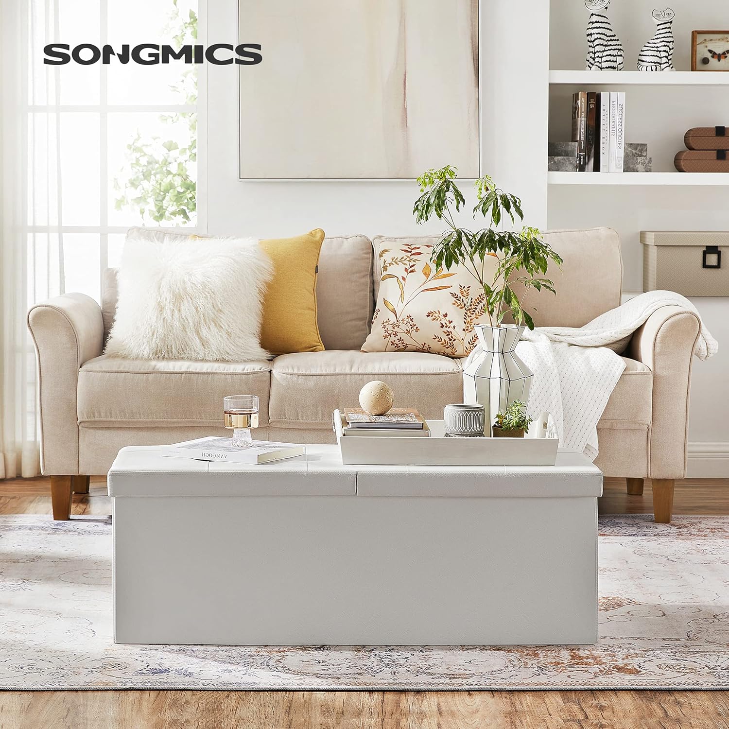 SONGMICS MAZIE Collection - 43 Inches Storage Ottoman Bench with Flipping Lid, Storage Chest with
