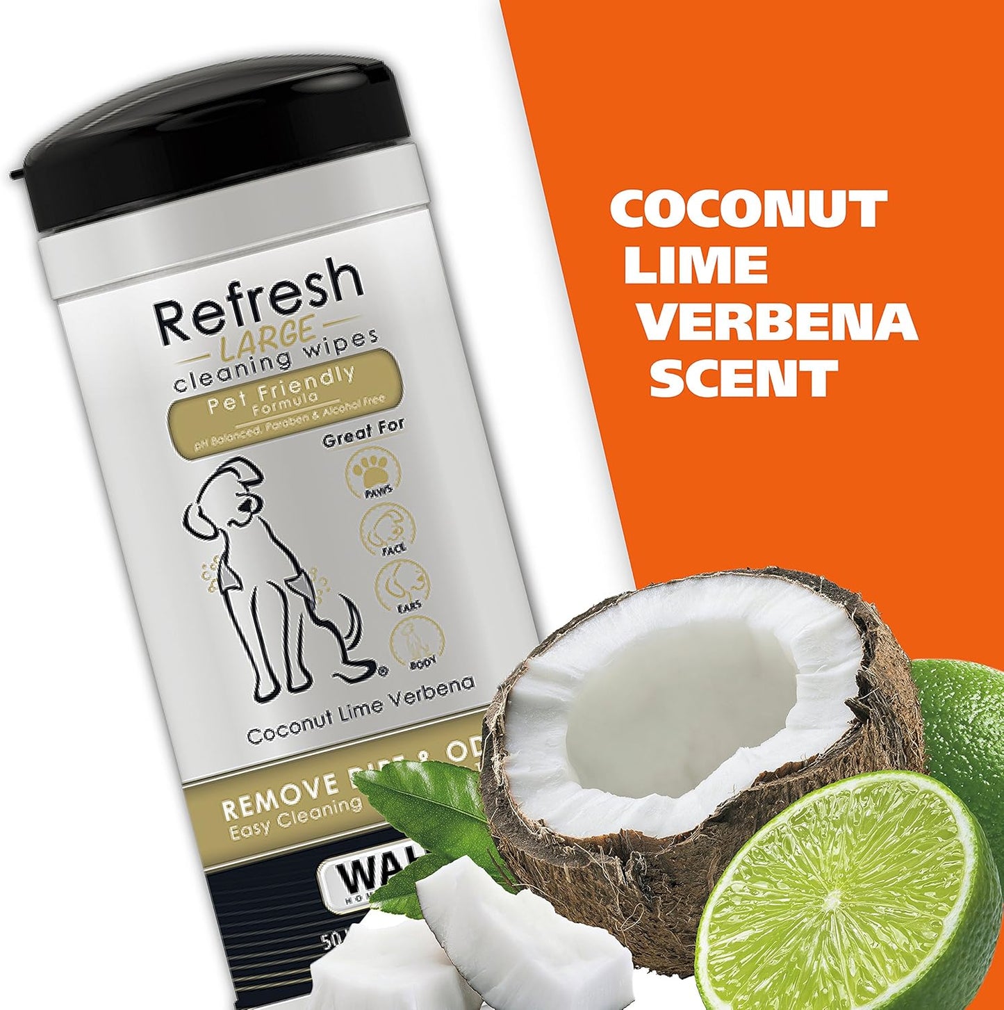 Wahl USA Pet Refresh Cleaning Wipes for All Dog Breeds - Use on Ears, Nose, Paws, Bottom, &