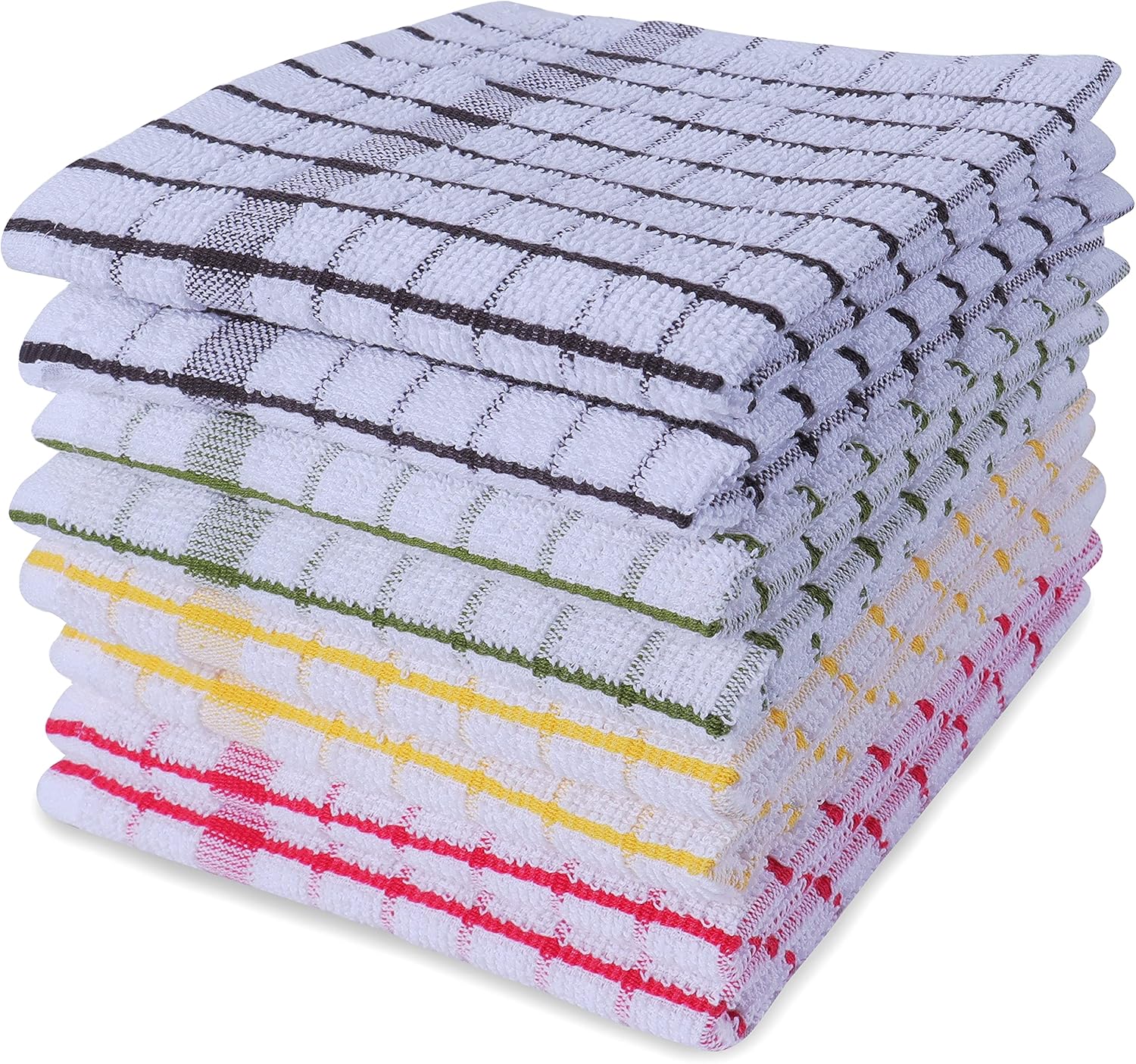 AMOUR INFINI Kitchen Dish Cloths Set of 8 - Ultra Soft, Highly Absorbent, Quick-Drying Terry Cotton