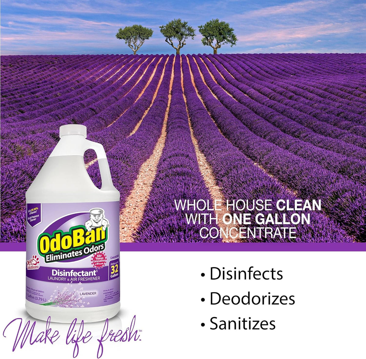 OdoBan Ready-to-Use Disinfectant and Harsh Aroma Eliminator, Set of 2, 14.6 Ounce 360-Degree